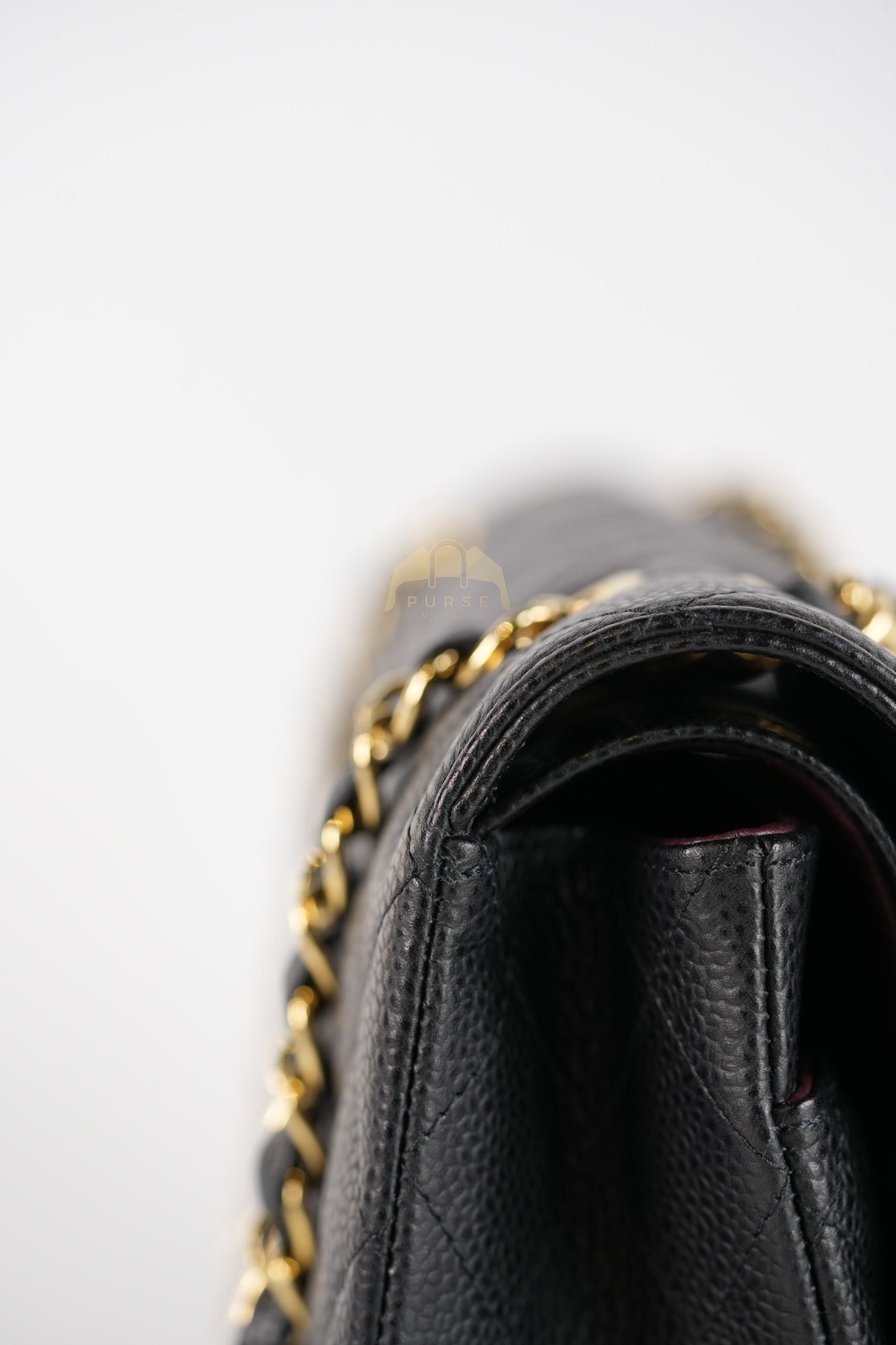 Classic Double Flap Medium in Black Quilted Caviar Leather and Gold Hardware Series 28 | Purse Maison Luxury Bags Shop