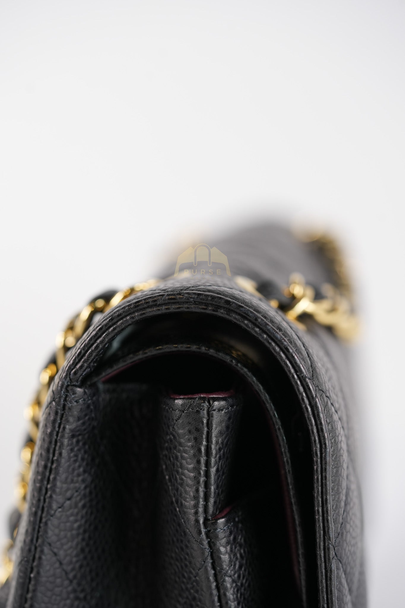 Classic Double Flap Medium in Black Quilted Caviar Leather and Gold Hardware Series 28 | Purse Maison Luxury Bags Shop