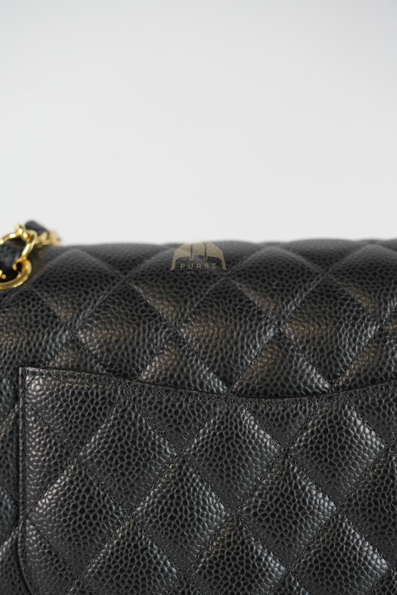 Classic Double Flap Medium in Black Quilted Caviar Leather and Gold Hardware Series 28 | Purse Maison Luxury Bags Shop