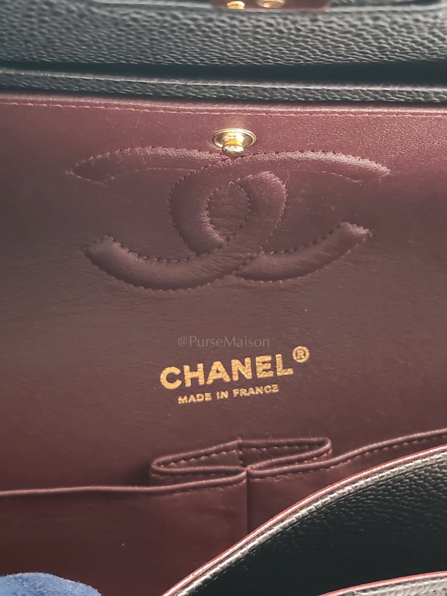 Classic Double Flap Medium in Black Quilted Caviar Leather and Gold Hardware Series 28 | Purse Maison Luxury Bags Shop