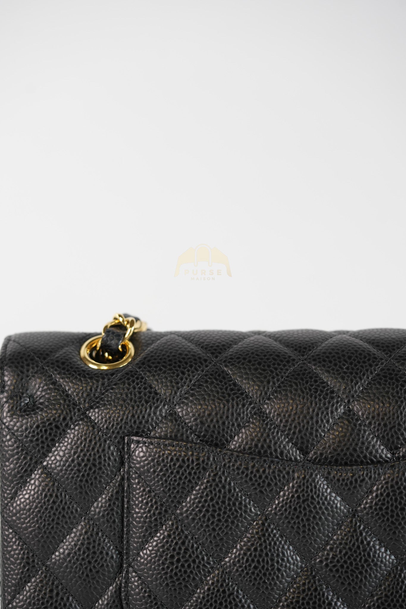 Classic Double Flap Medium in Black Quilted Caviar Leather and Gold Hardware Series 28 | Purse Maison Luxury Bags Shop