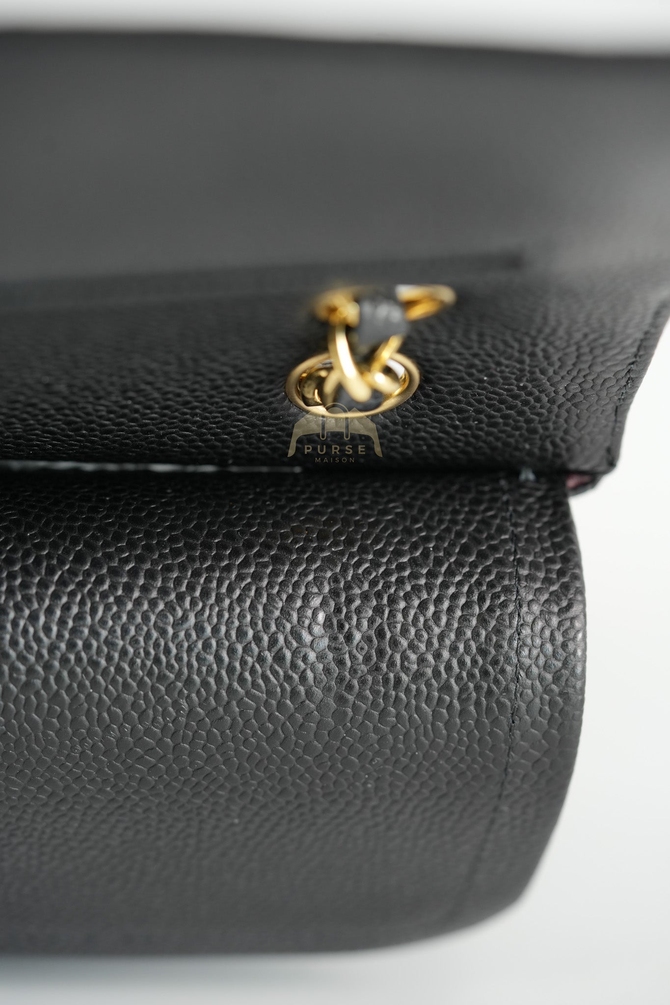 Classic Double Flap Medium in Black Quilted Caviar Leather and Gold Hardware Series 28 | Purse Maison Luxury Bags Shop