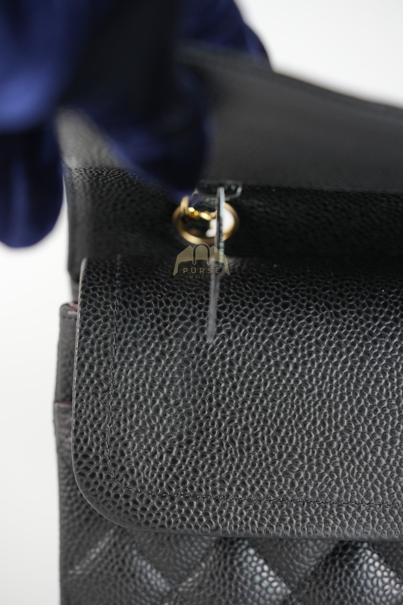 Classic Double Flap Medium in Black Quilted Caviar Leather and Gold Hardware Series 28 | Purse Maison Luxury Bags Shop