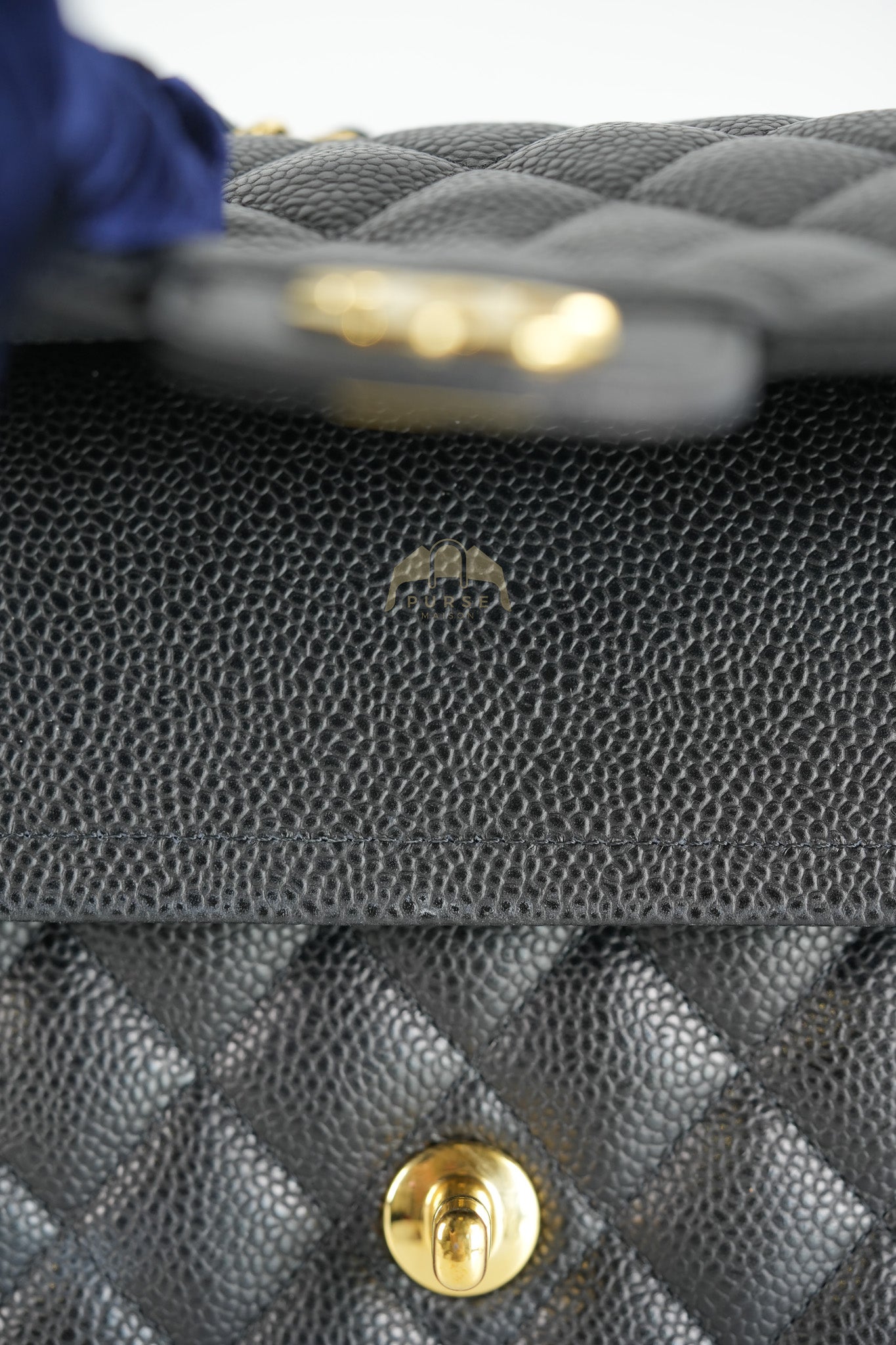 Classic Double Flap Medium in Black Quilted Caviar Leather and Gold Hardware Series 28 | Purse Maison Luxury Bags Shop