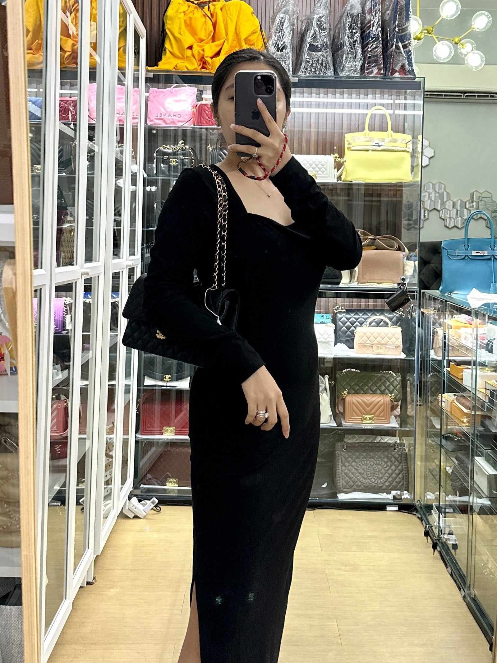 Classic Double Flap Medium in Black Quilted Caviar Leather and Gold Hardware Series 28 | Purse Maison Luxury Bags Shop