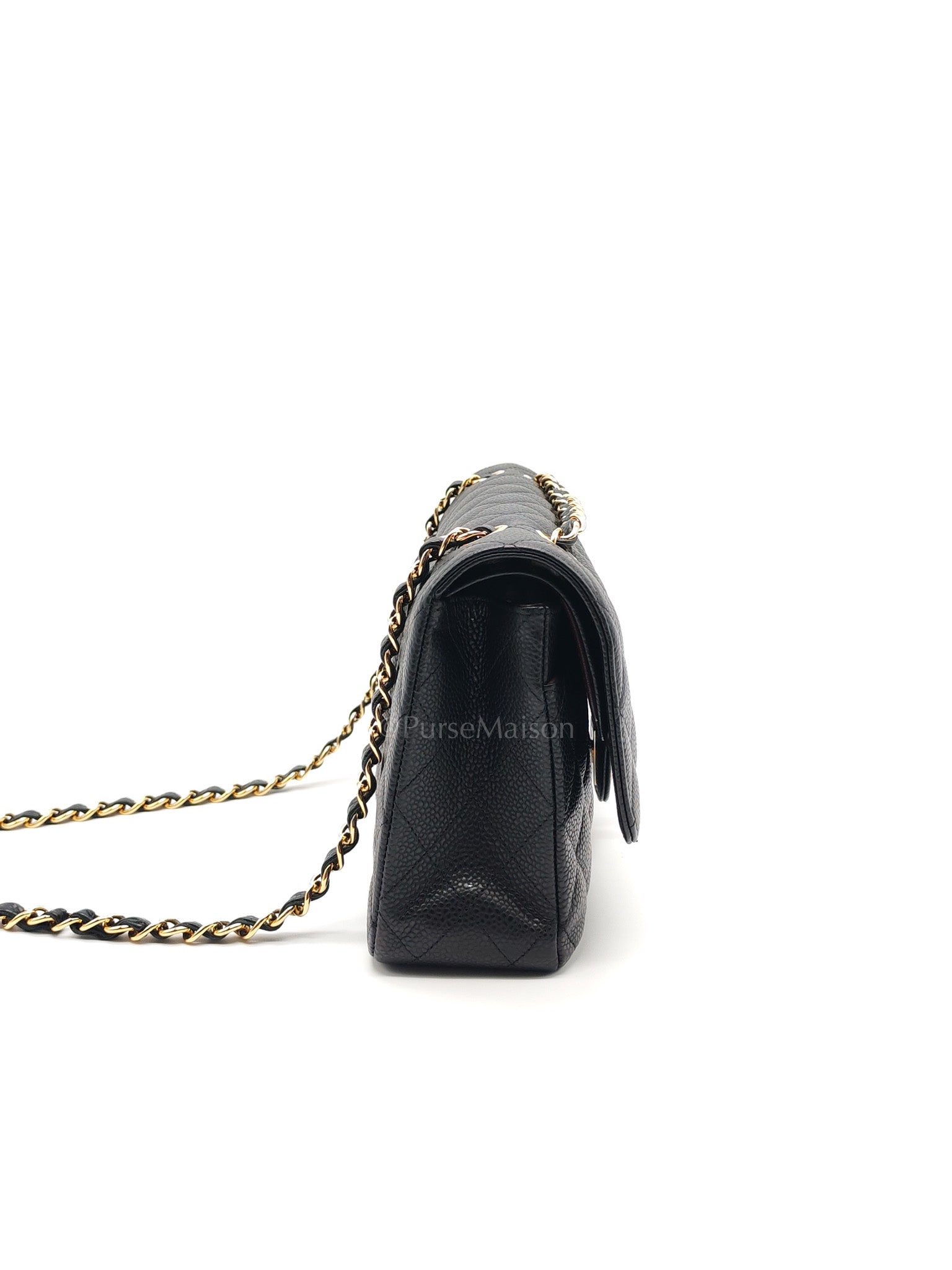 Classic Double Flap Medium in Black Quilted Caviar Leather and Gold Hardware Series 28 | Purse Maison Luxury Bags Shop
