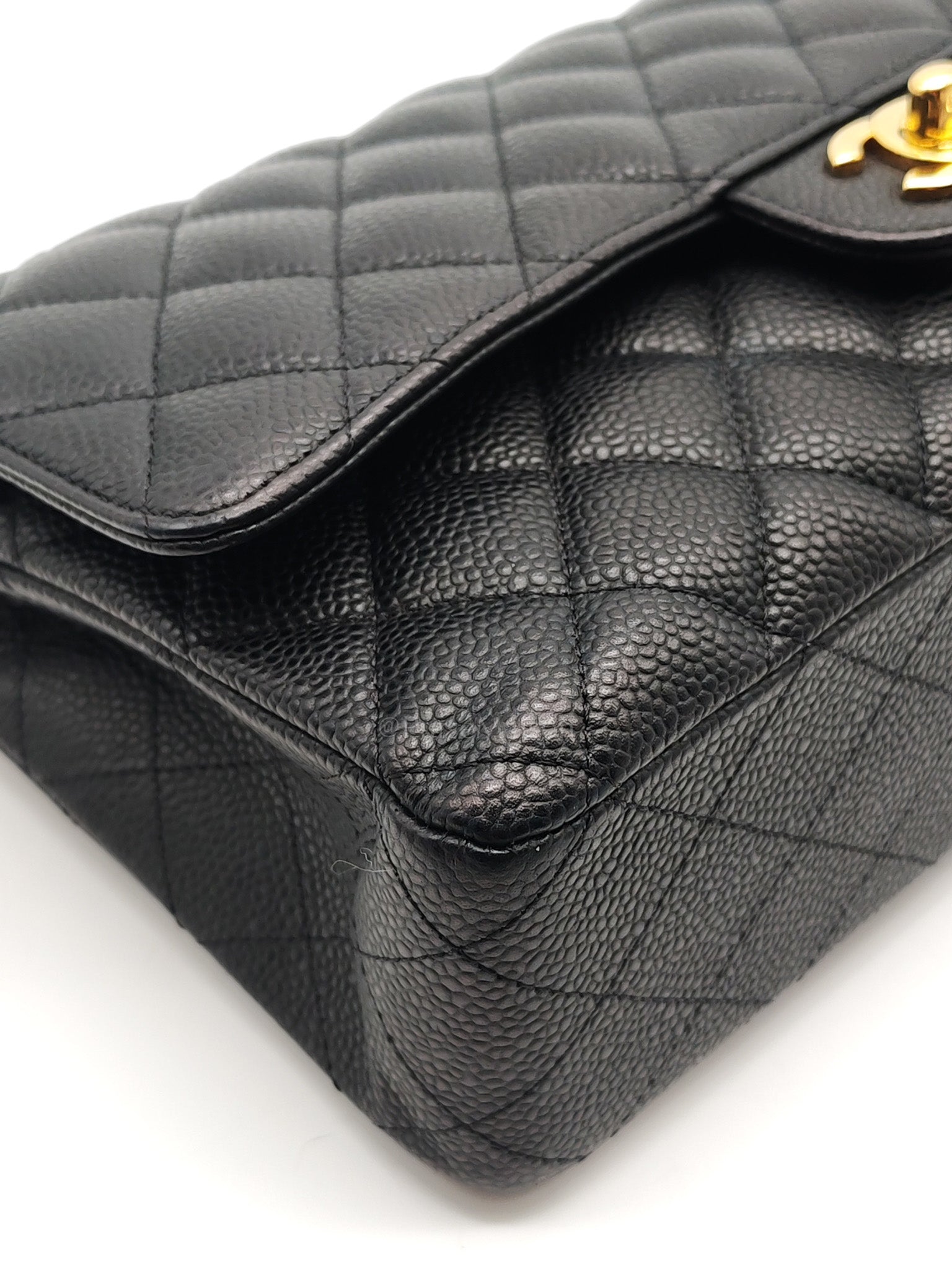 Classic Double Flap Medium in Black Quilted Caviar Leather and Gold Hardware Series 28 | Purse Maison Luxury Bags Shop
