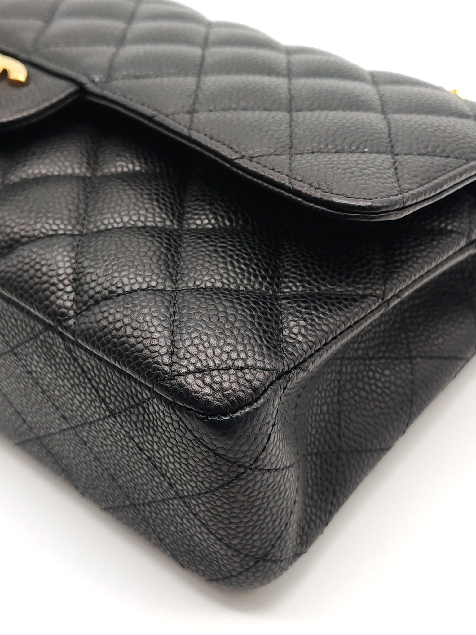 Classic Double Flap Medium in Black Quilted Caviar Leather and Gold Hardware Series 28 | Purse Maison Luxury Bags Shop