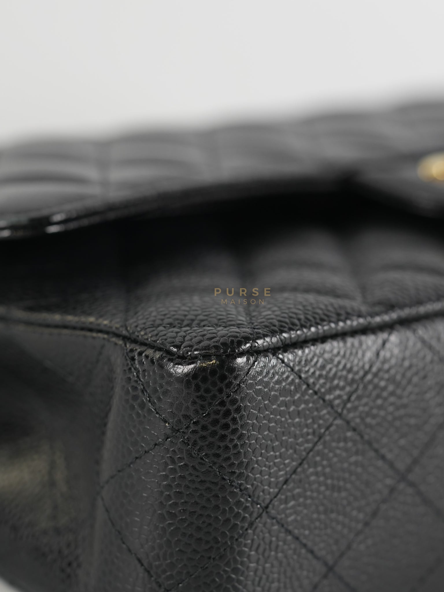 Classic Double Flap Medium in Black Quilted Caviar Leather and Gold Hardware Series 30 | Purse Maison Luxury Bags Shop