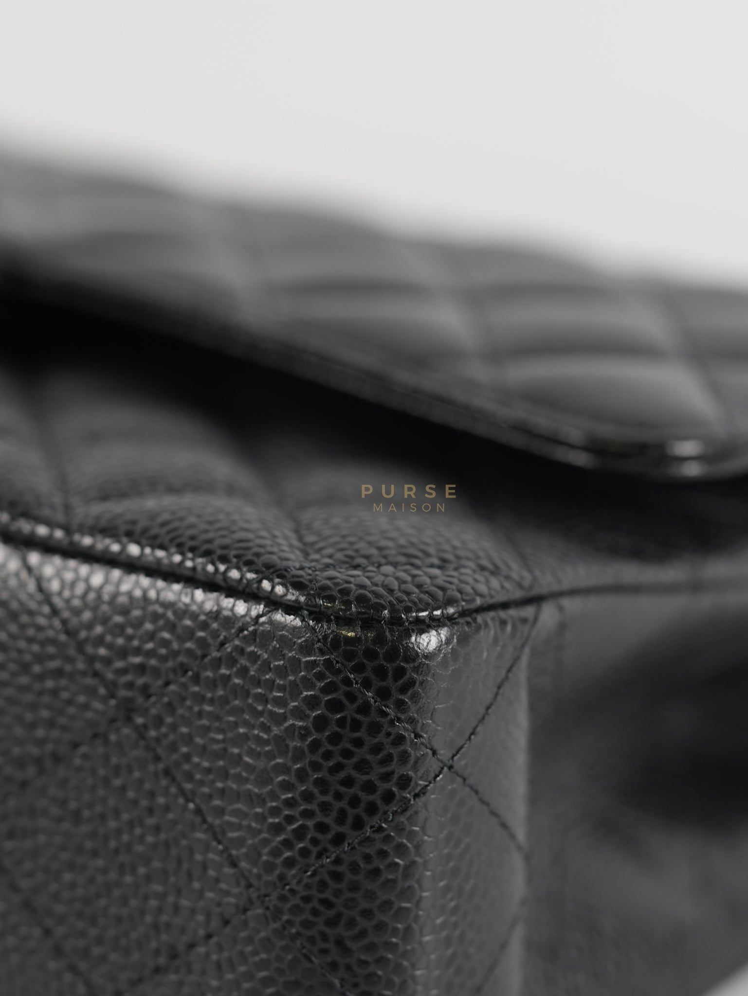 Classic Double Flap Medium in Black Quilted Caviar Leather and Gold Hardware Series 30 | Purse Maison Luxury Bags Shop