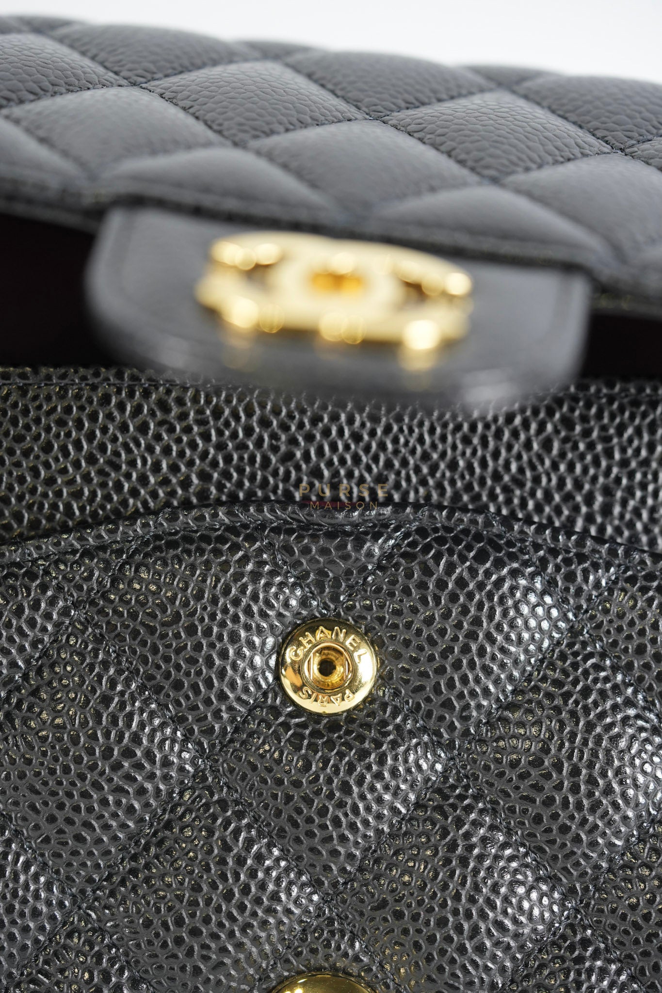 Classic Double Flap Medium in Black Quilted Caviar Leather and Gold Hardware Series 30 | Purse Maison Luxury Bags Shop