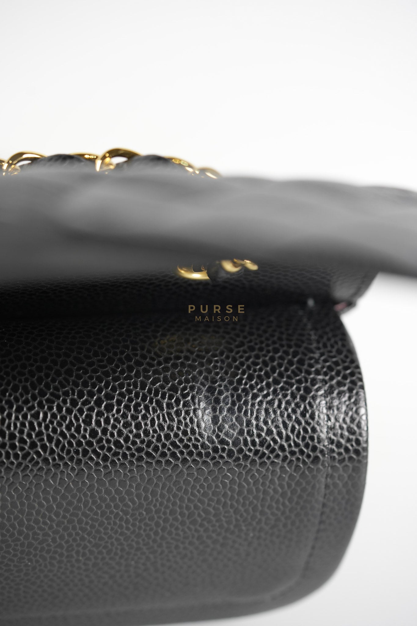 Classic Double Flap Medium in Black Quilted Caviar Leather and Gold Hardware Series 30 | Purse Maison Luxury Bags Shop