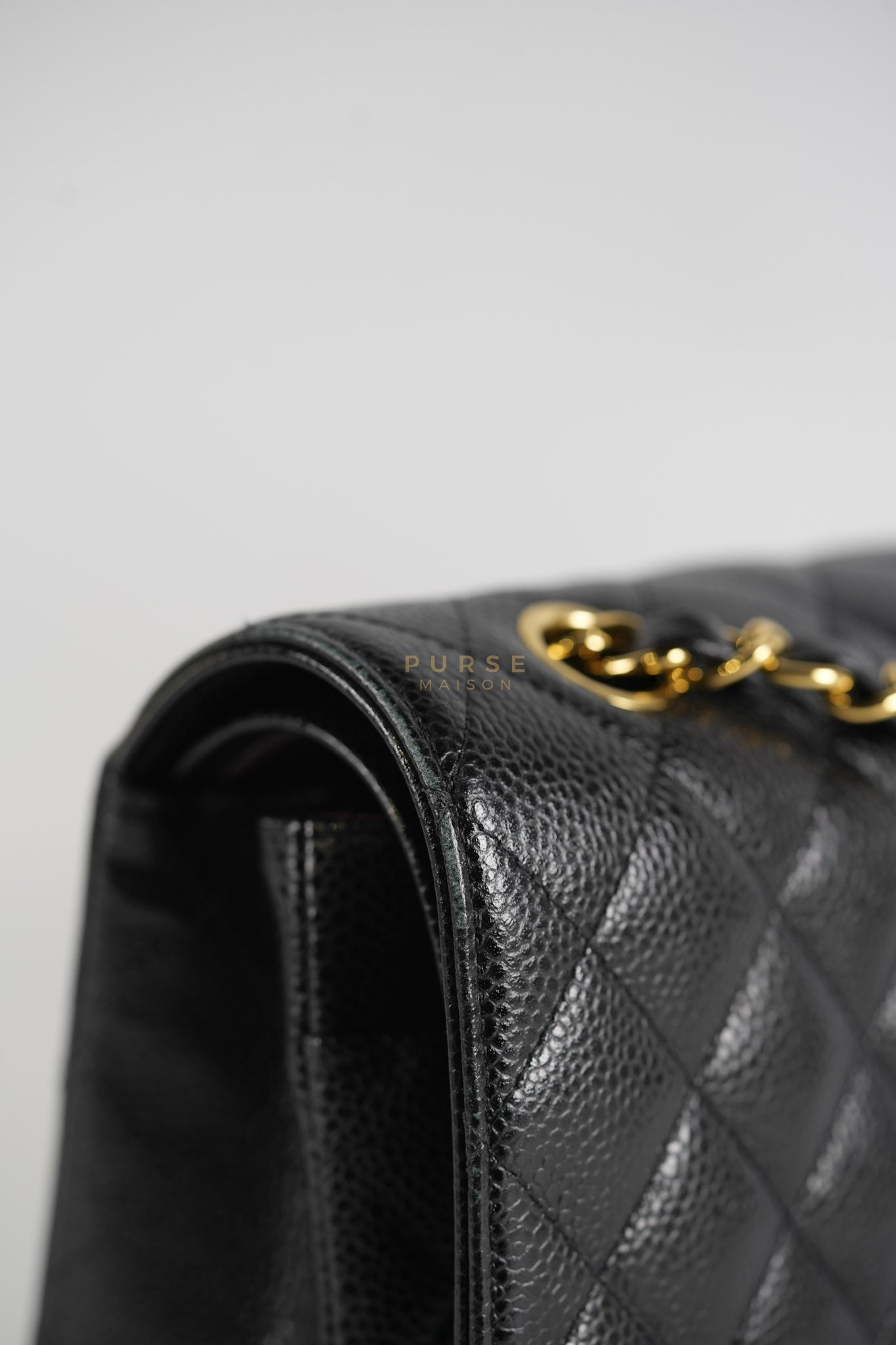 Classic Double Flap Medium in Black Quilted Caviar Leather and Gold Hardware Series 30 | Purse Maison Luxury Bags Shop