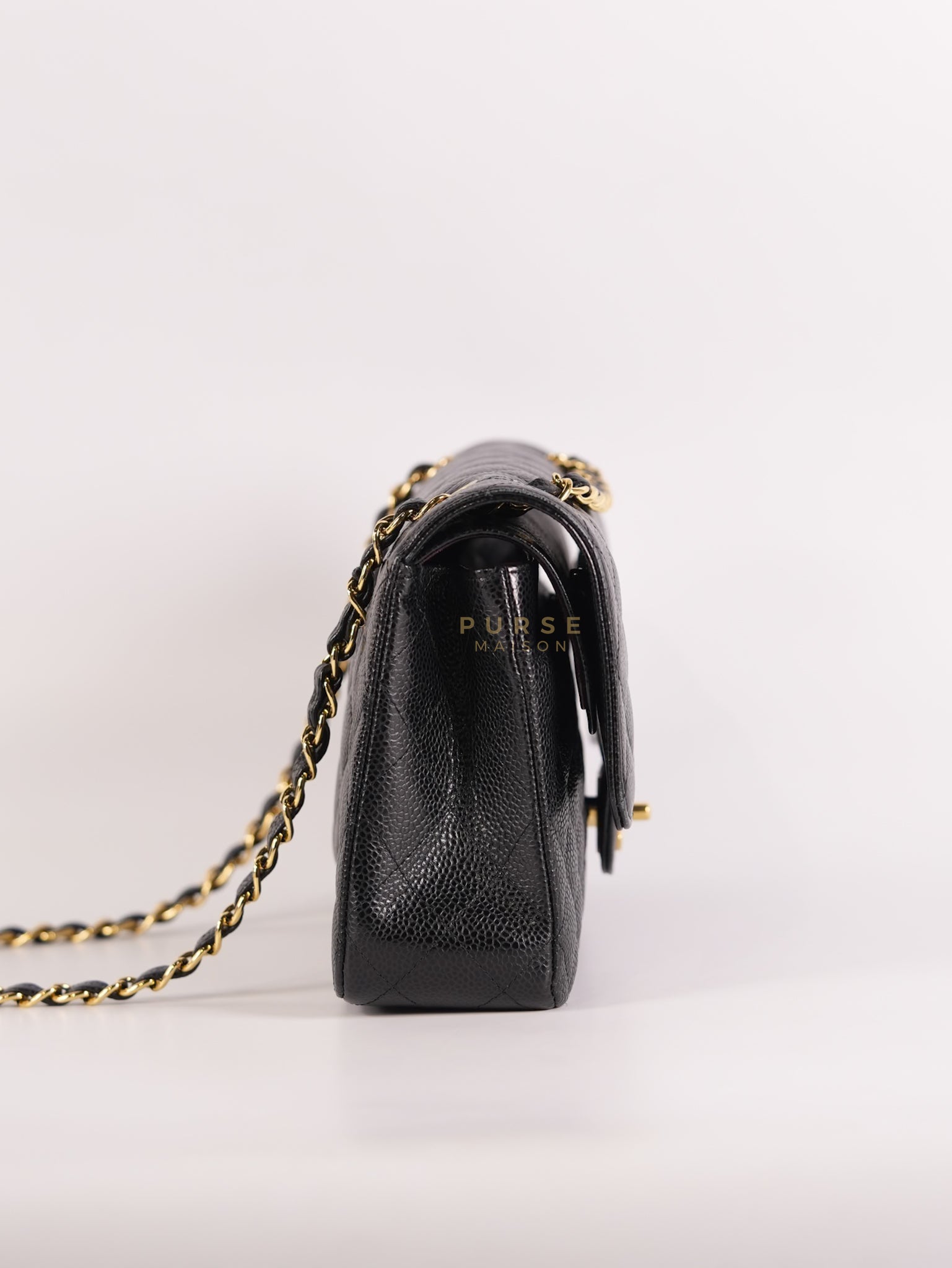 Classic Double Flap Medium in Black Quilted Caviar Leather and Gold Hardware Series 30 | Purse Maison Luxury Bags Shop