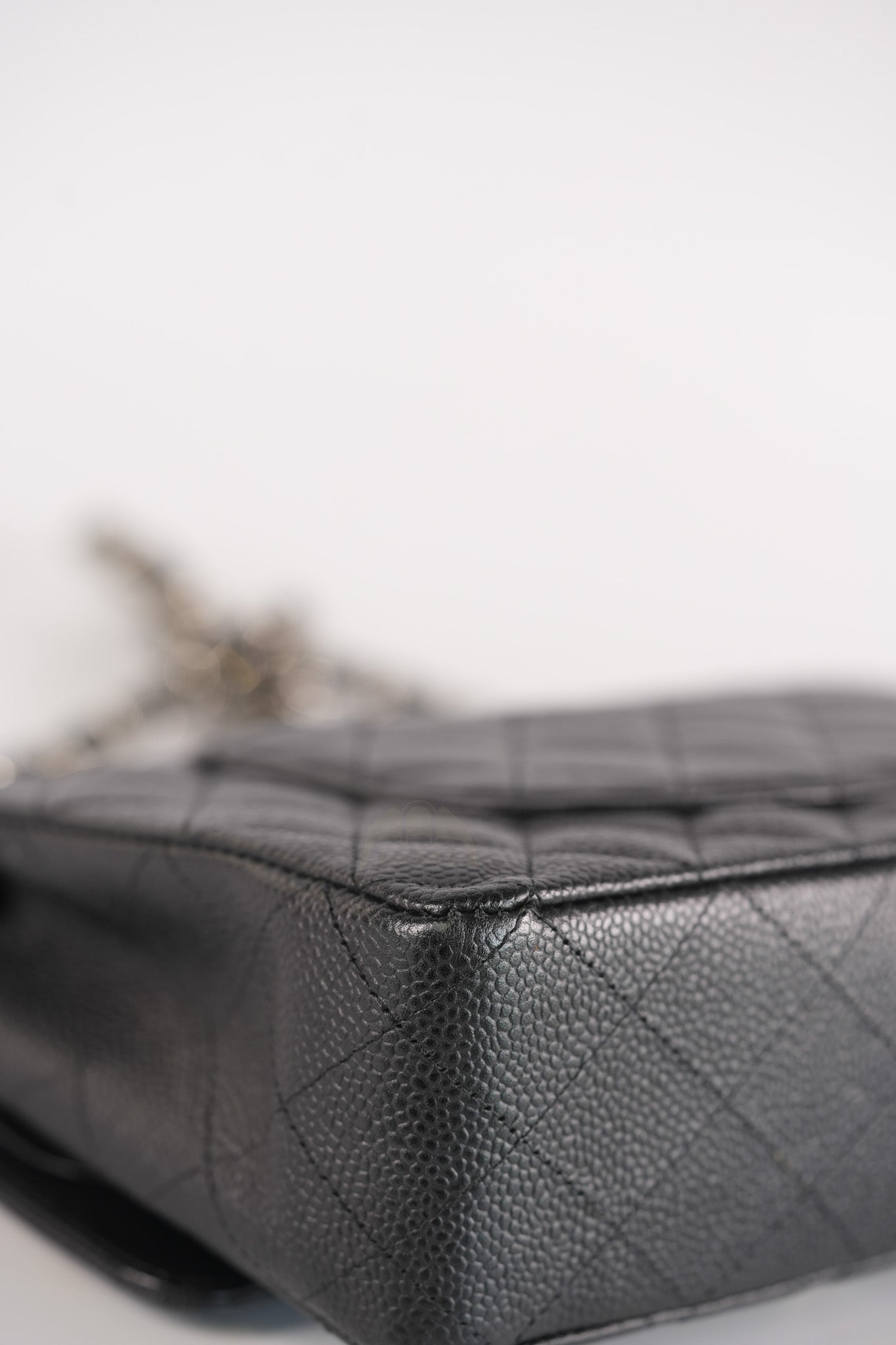 Classic Double Flap Medium in Black Quilted Caviar Leather and Silver Hardware Series 17 | Purse Maison Luxury Bags Shop