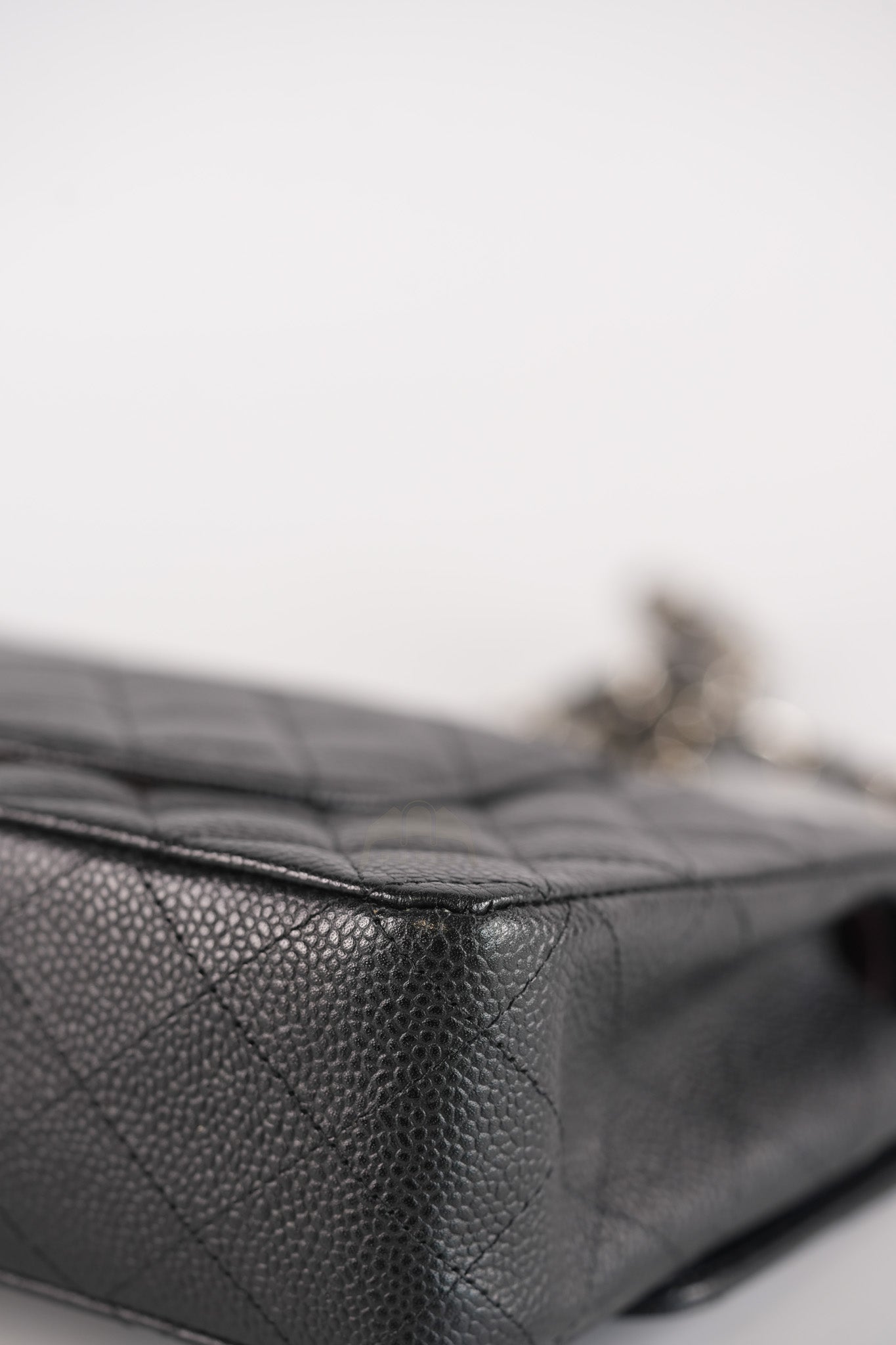 Classic Double Flap Medium in Black Quilted Caviar Leather and Silver Hardware Series 17 | Purse Maison Luxury Bags Shop