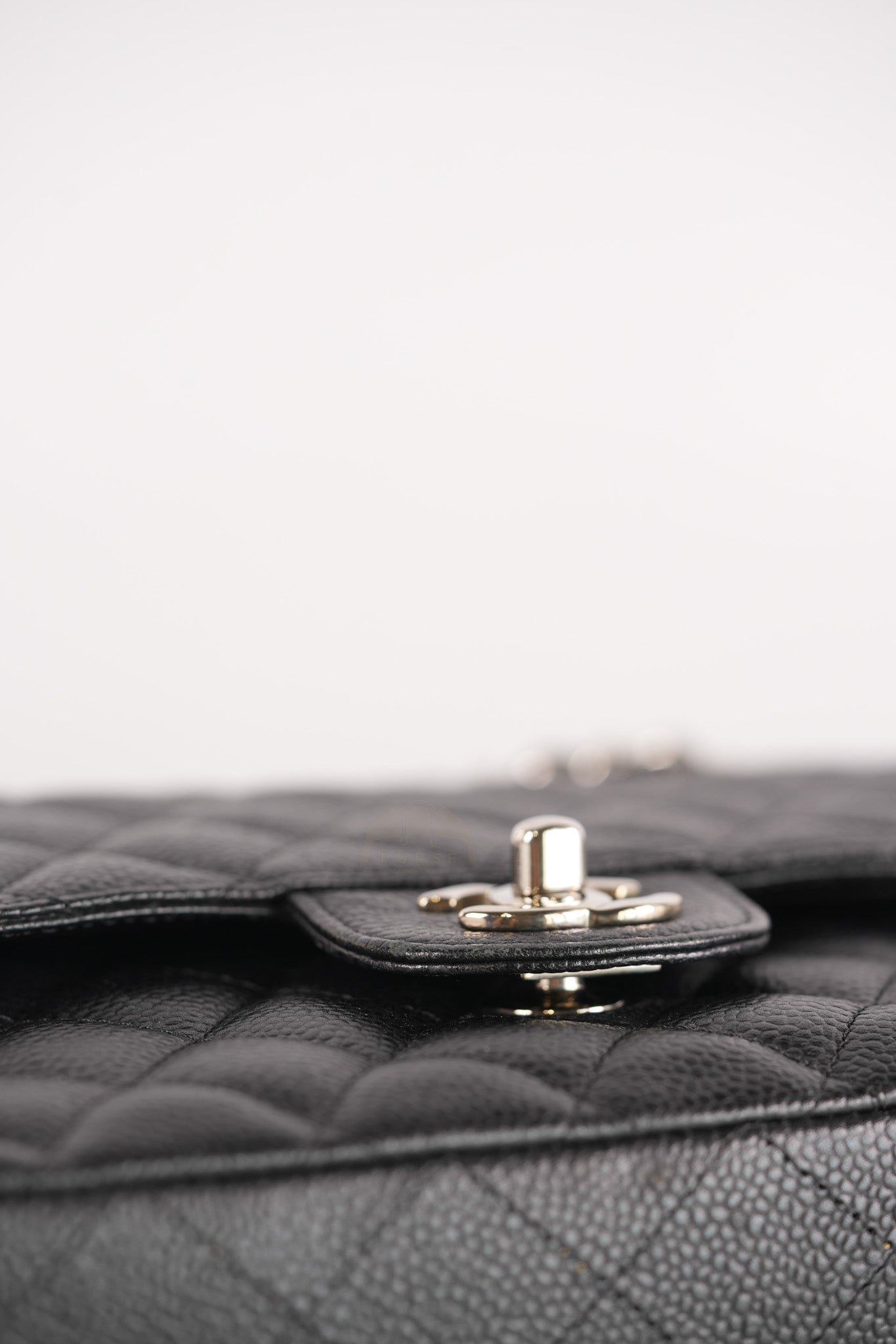Classic Double Flap Medium in Black Quilted Caviar Leather and Silver Hardware Series 17 | Purse Maison Luxury Bags Shop