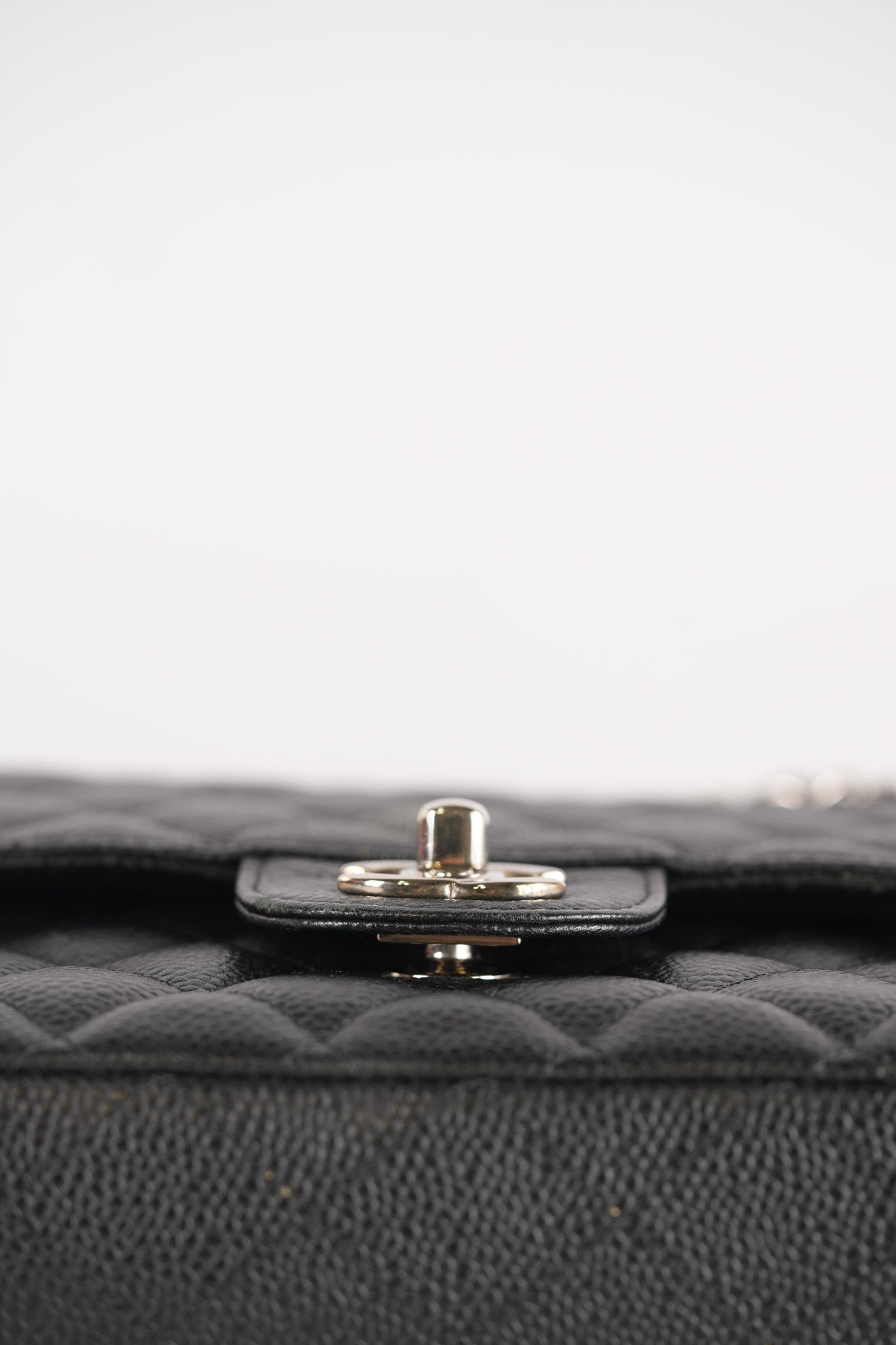 Classic Double Flap Medium in Black Quilted Caviar Leather and Silver Hardware Series 17 | Purse Maison Luxury Bags Shop