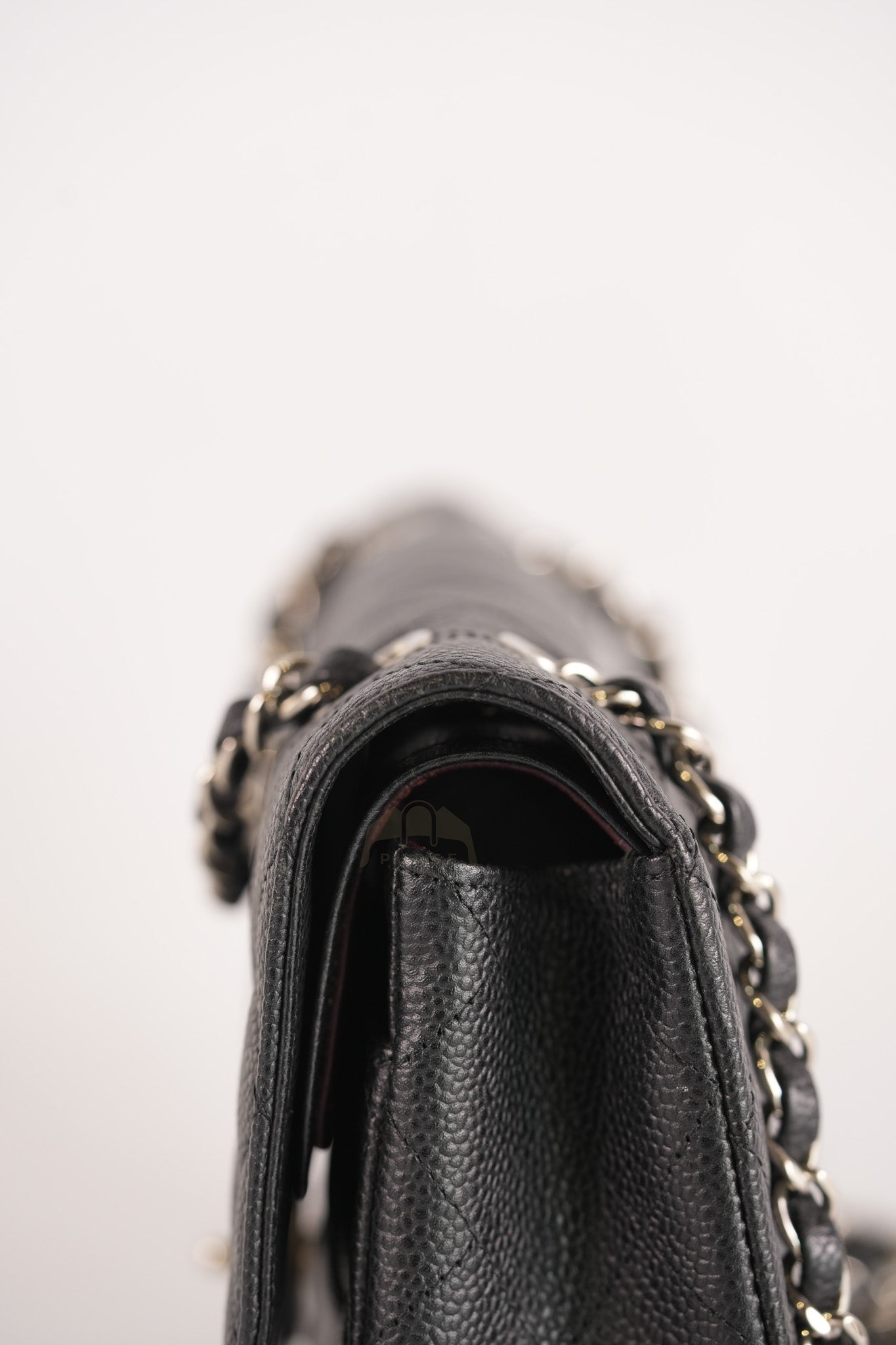 Classic Double Flap Medium in Black Quilted Caviar Leather and Silver Hardware Series 17 | Purse Maison Luxury Bags Shop