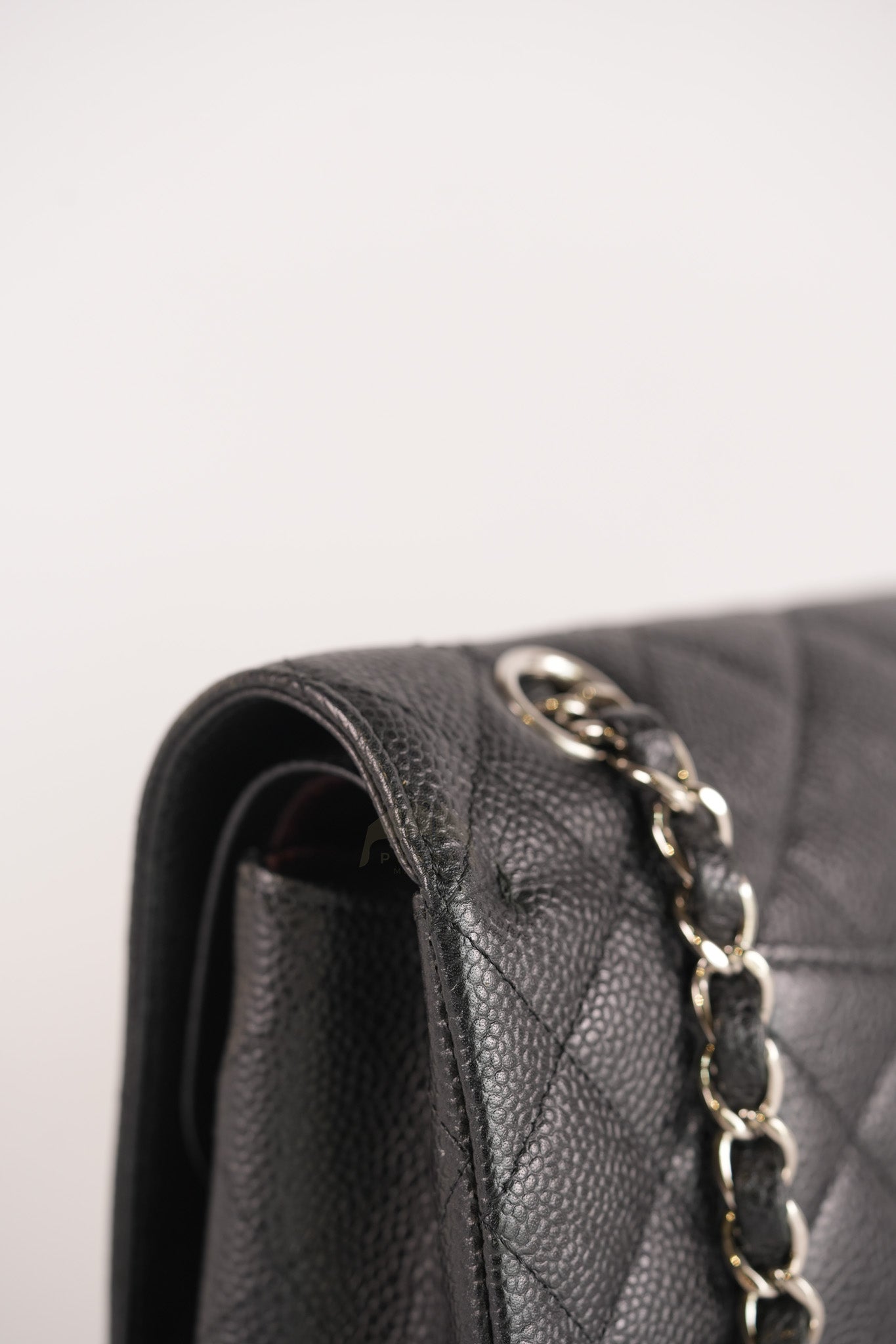 Classic Double Flap Medium in Black Quilted Caviar Leather and Silver Hardware Series 17 | Purse Maison Luxury Bags Shop
