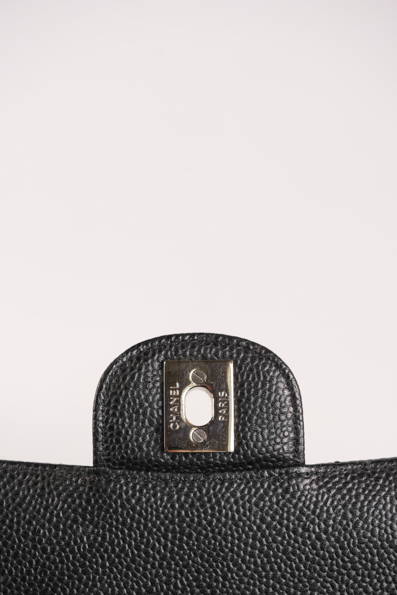 Classic Double Flap Medium in Black Quilted Caviar Leather and Silver Hardware Series 17 | Purse Maison Luxury Bags Shop
