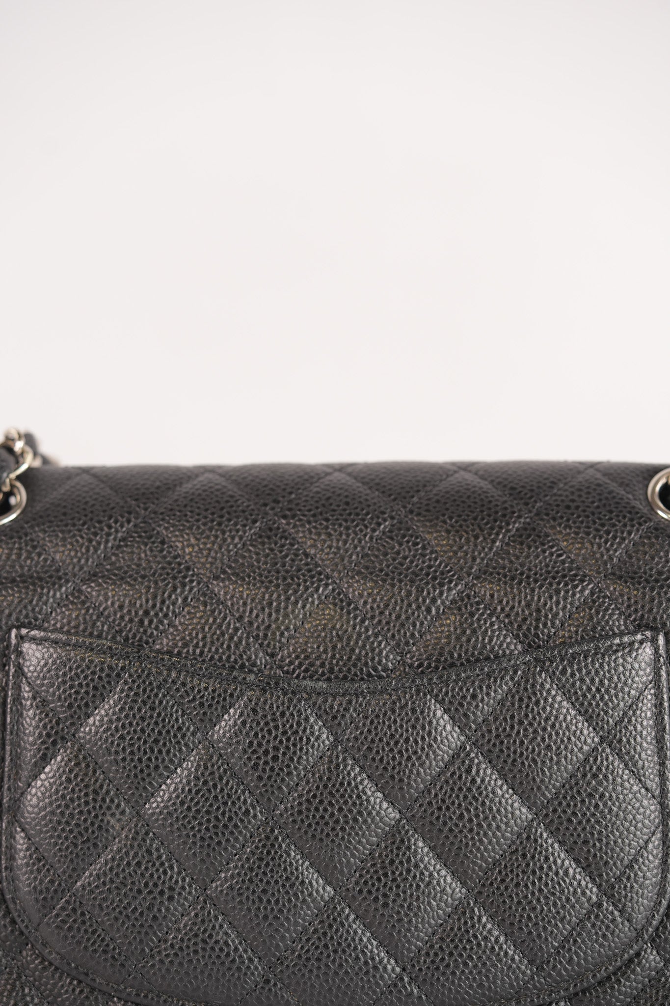 Classic Double Flap Medium in Black Quilted Caviar Leather and Silver Hardware Series 17 | Purse Maison Luxury Bags Shop