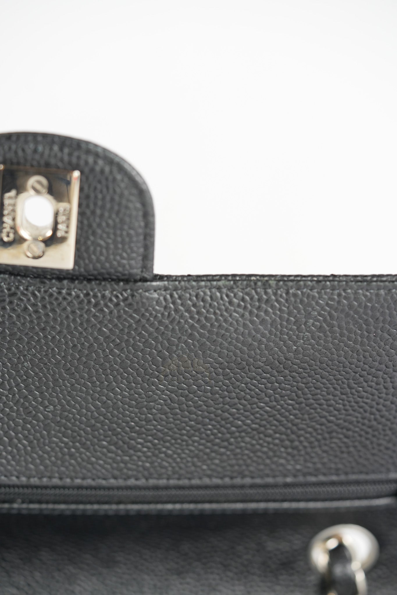 Classic Double Flap Medium in Black Quilted Caviar Leather and Silver Hardware Series 17 | Purse Maison Luxury Bags Shop