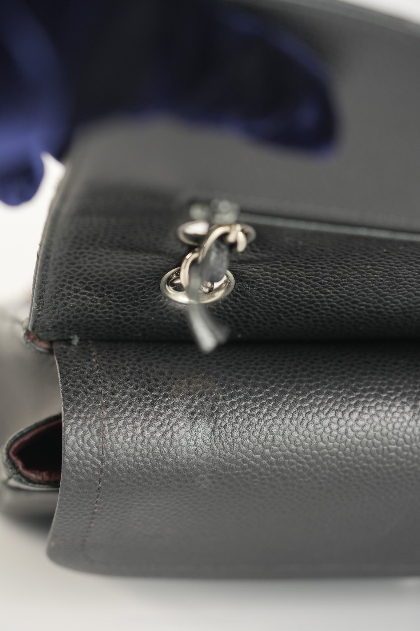 Classic Double Flap Medium in Black Quilted Caviar Leather and Silver Hardware Series 17 | Purse Maison Luxury Bags Shop