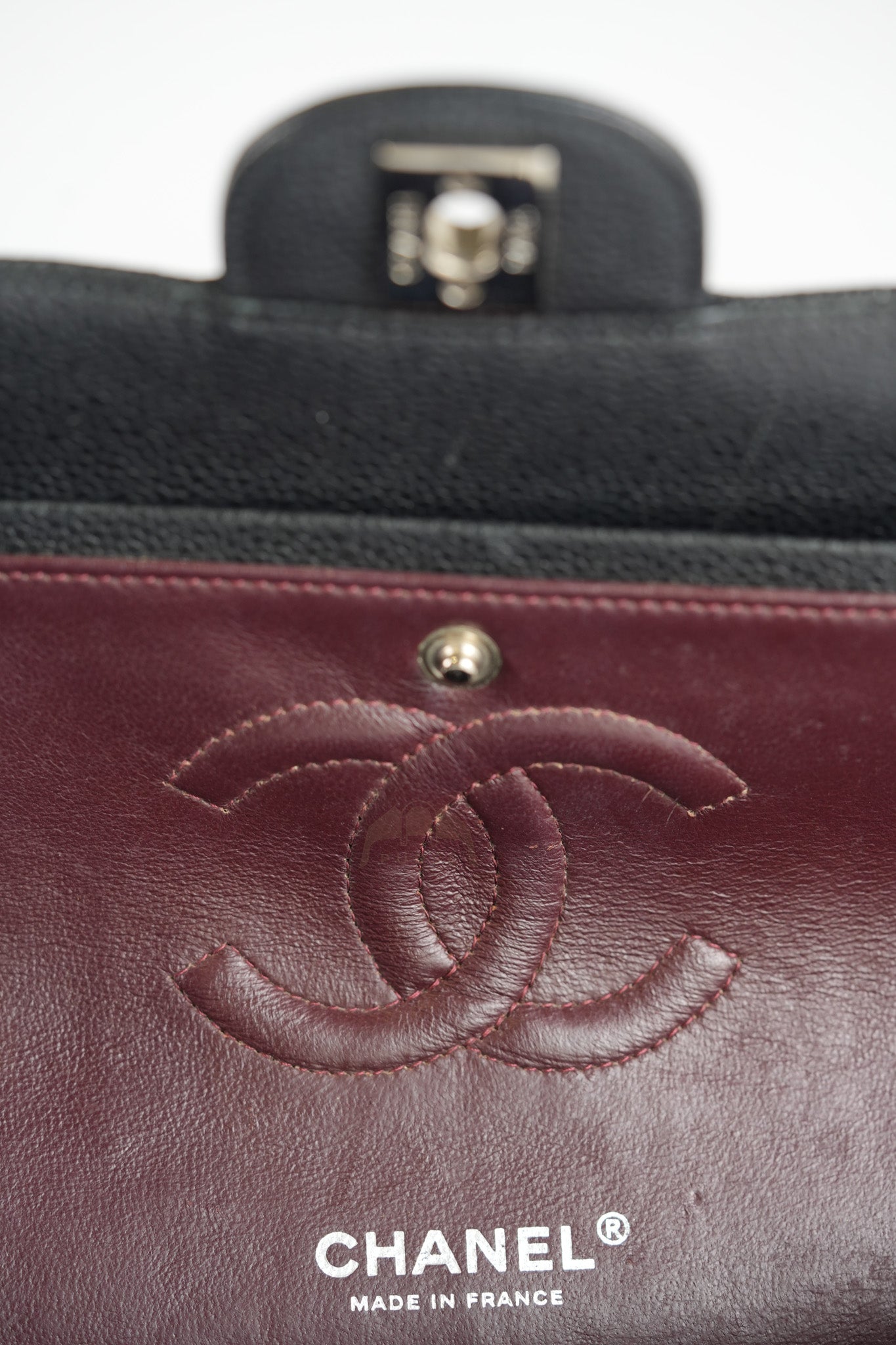 Classic Double Flap Medium in Black Quilted Caviar Leather and Silver Hardware Series 17 | Purse Maison Luxury Bags Shop