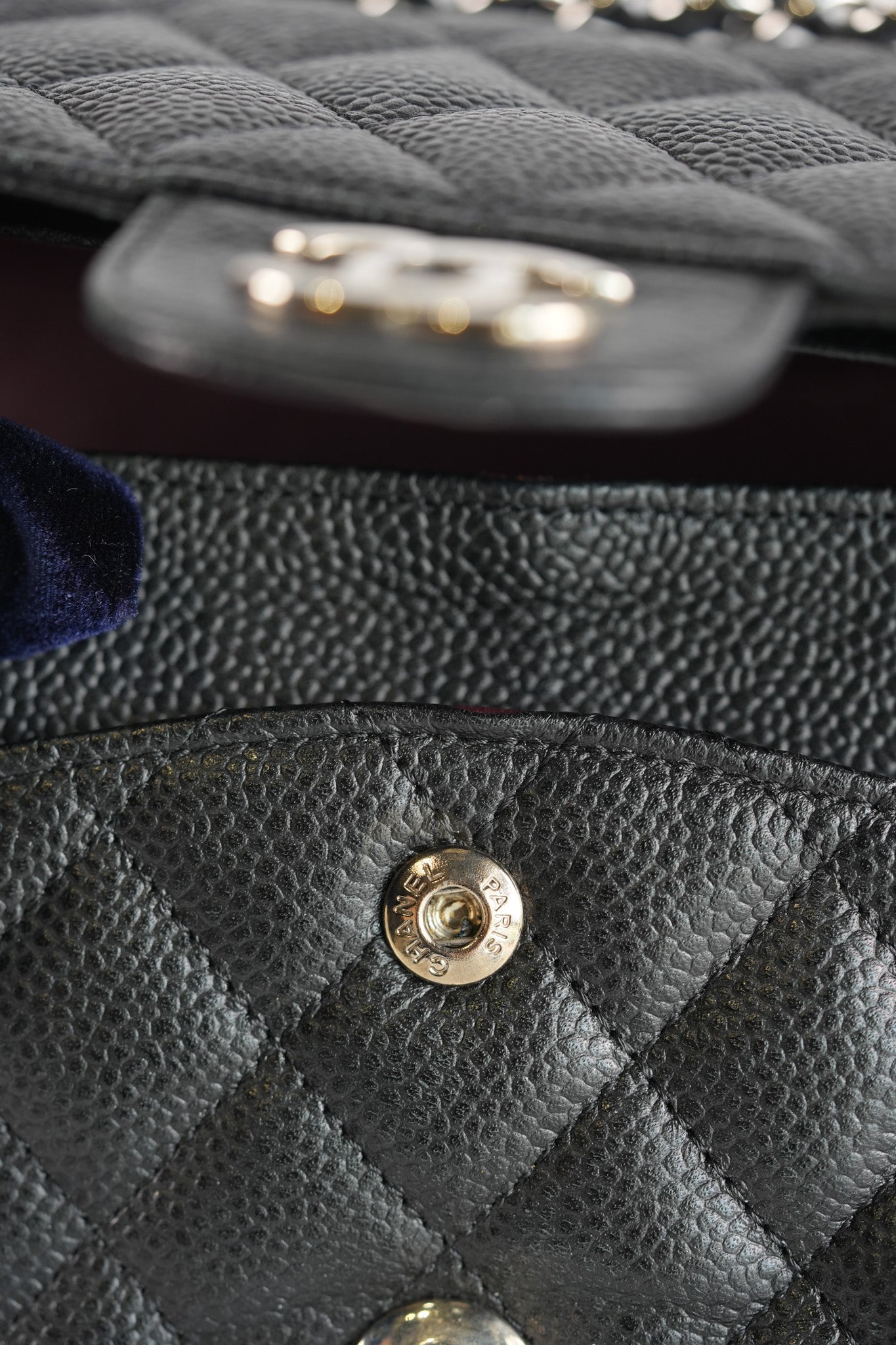 Classic Double Flap Medium in Black Quilted Caviar Leather and Silver Hardware Series 17 | Purse Maison Luxury Bags Shop