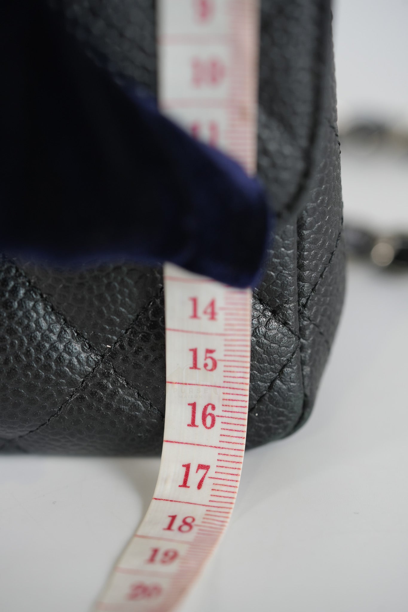 Classic Double Flap Medium in Black Quilted Caviar Leather and Silver Hardware Series 17 | Purse Maison Luxury Bags Shop