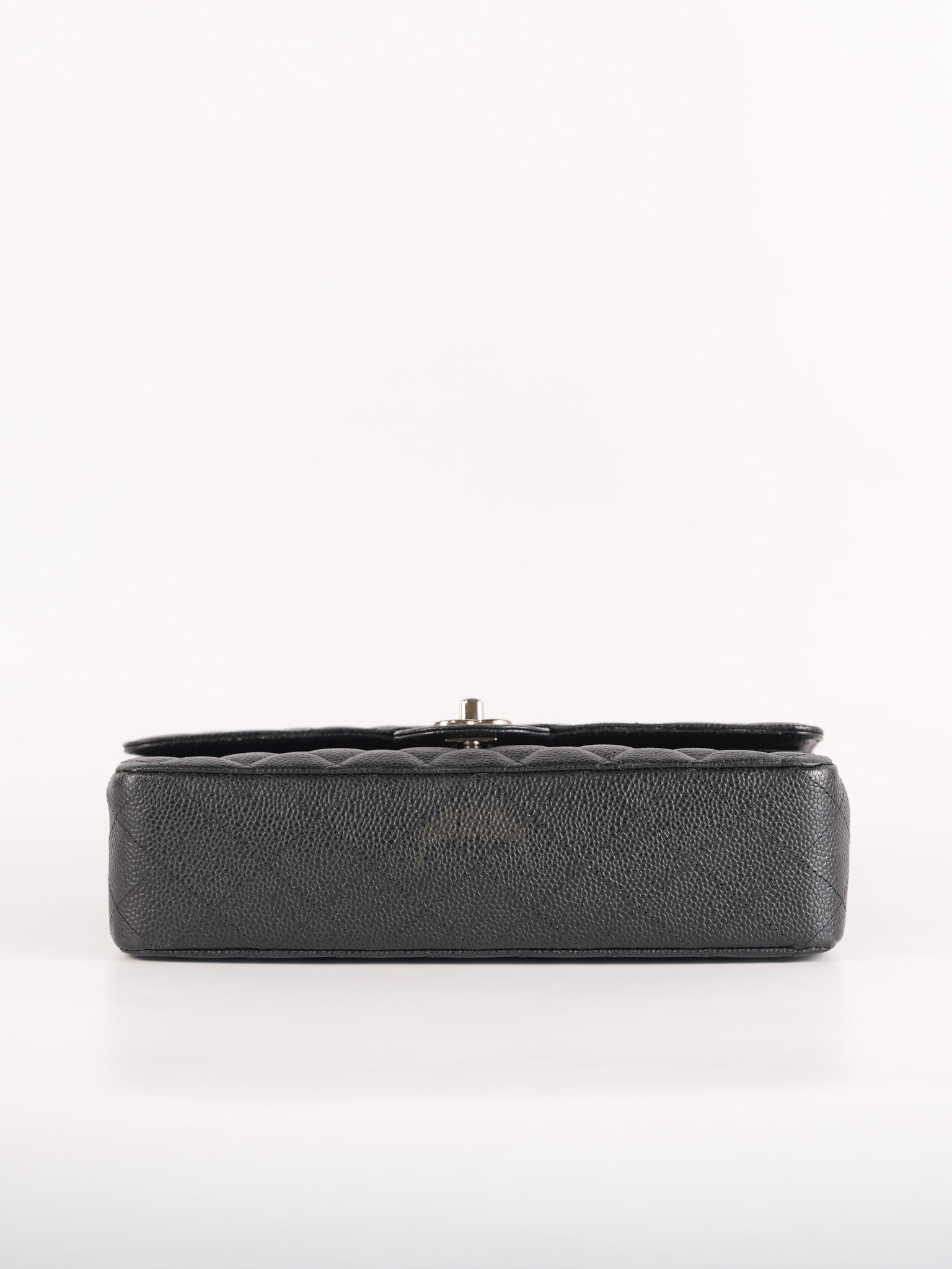 Classic Double Flap Medium in Black Quilted Caviar Leather and Silver Hardware Series 17 | Purse Maison Luxury Bags Shop