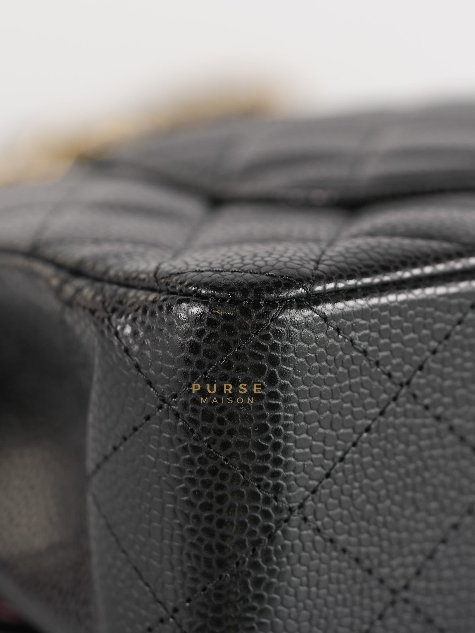 Classic Double Flap Medium in Black Quilted Caviar Leather & Gold Hardware Microchip | Purse Maison Luxury Bags Shop