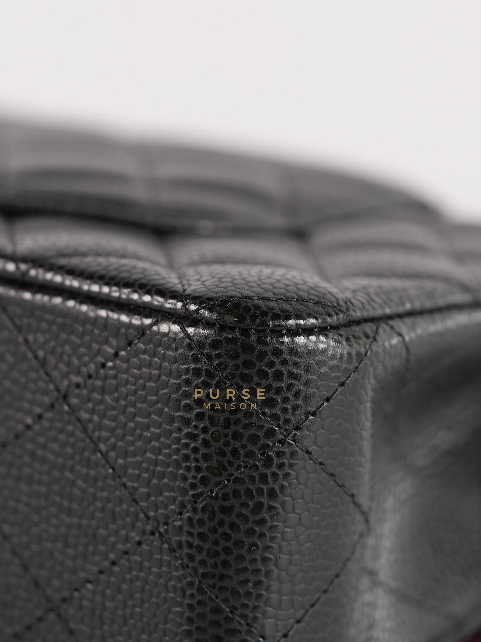 Classic Double Flap Medium in Black Quilted Caviar Leather & Gold Hardware Microchip | Purse Maison Luxury Bags Shop