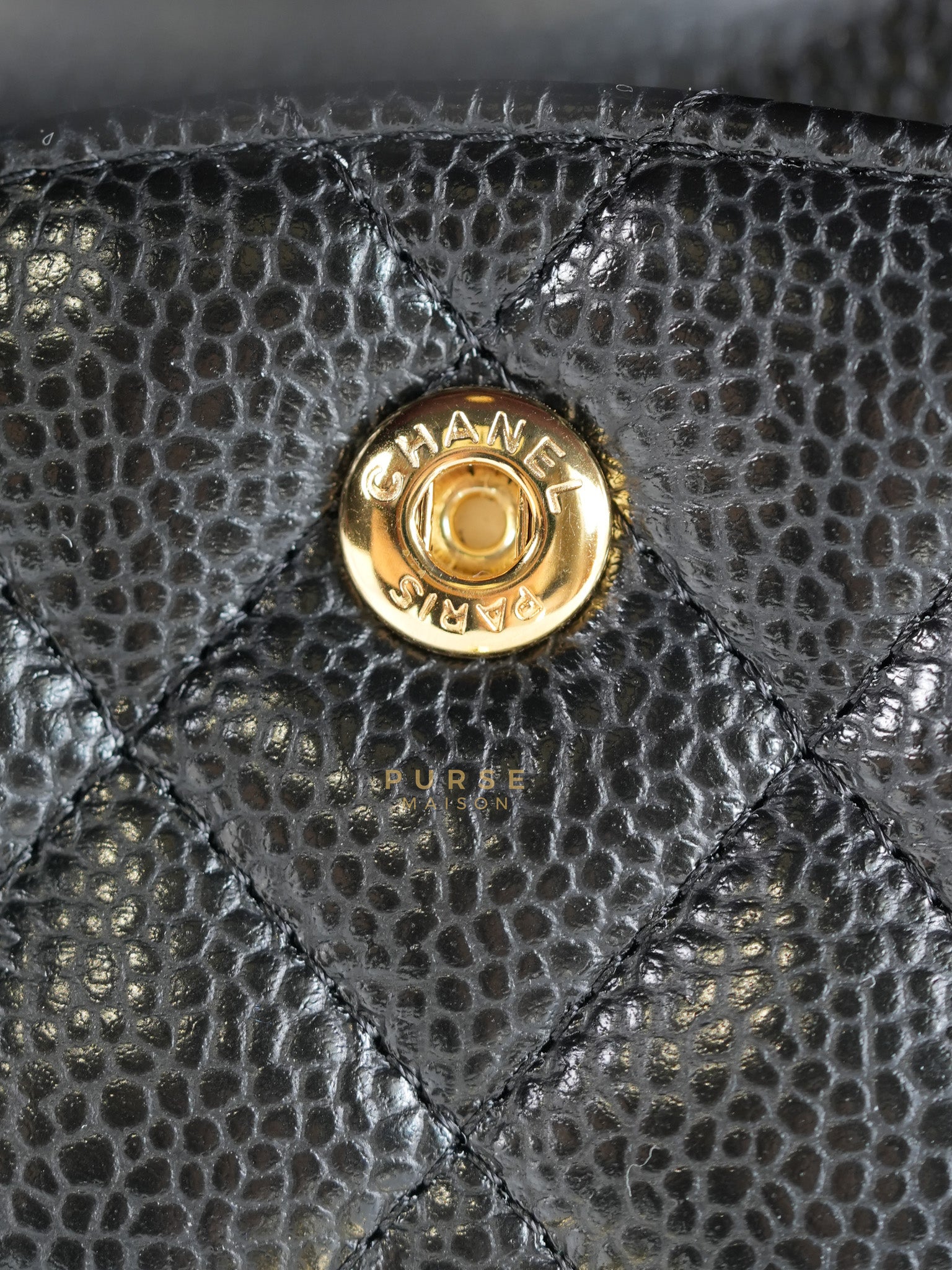 Classic Double Flap Medium in Black Quilted Caviar Leather & Gold Hardware Microchip | Purse Maison Luxury Bags Shop