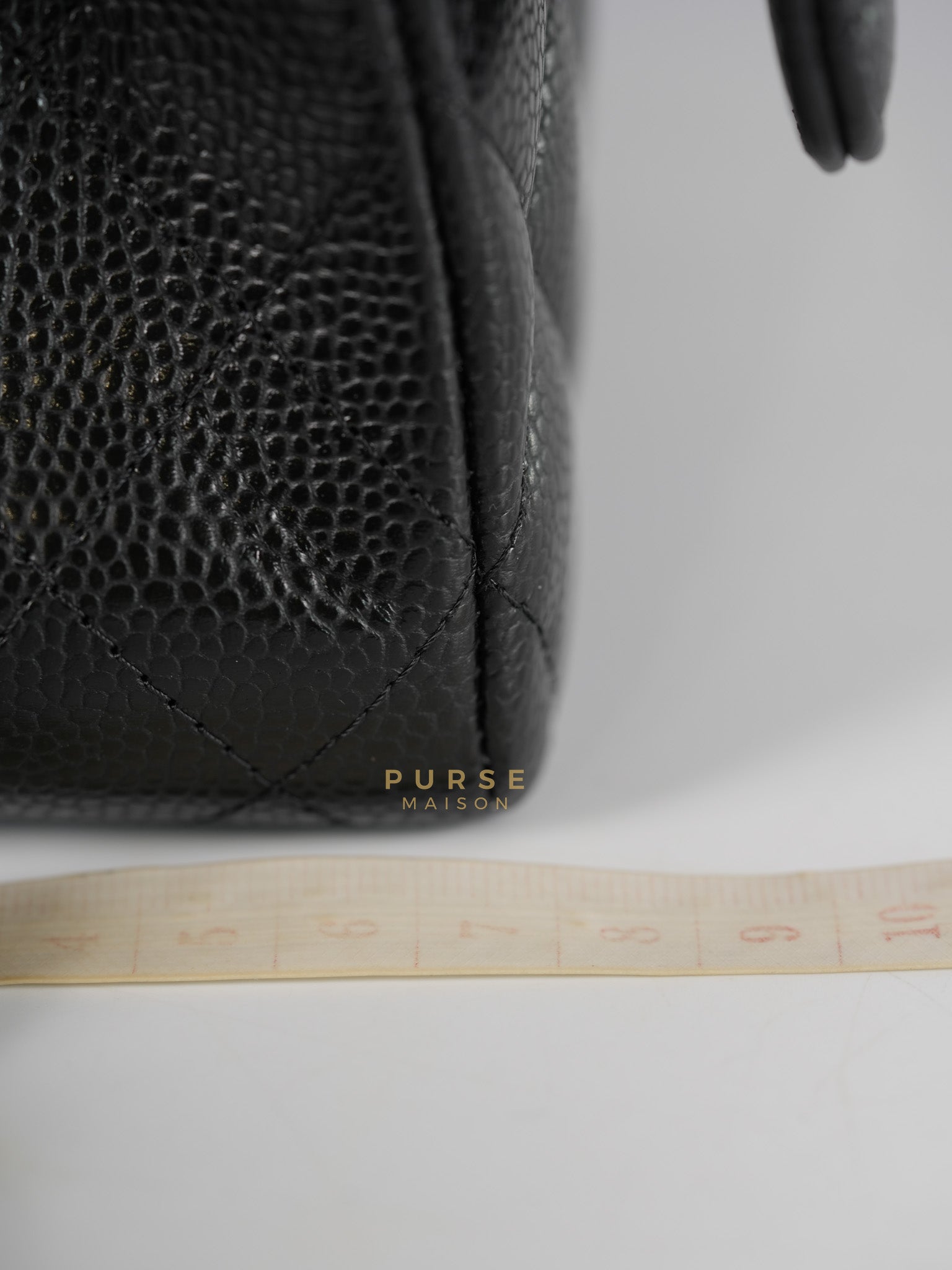 Classic Double Flap Medium in Black Quilted Caviar Leather & Gold Hardware Microchip | Purse Maison Luxury Bags Shop