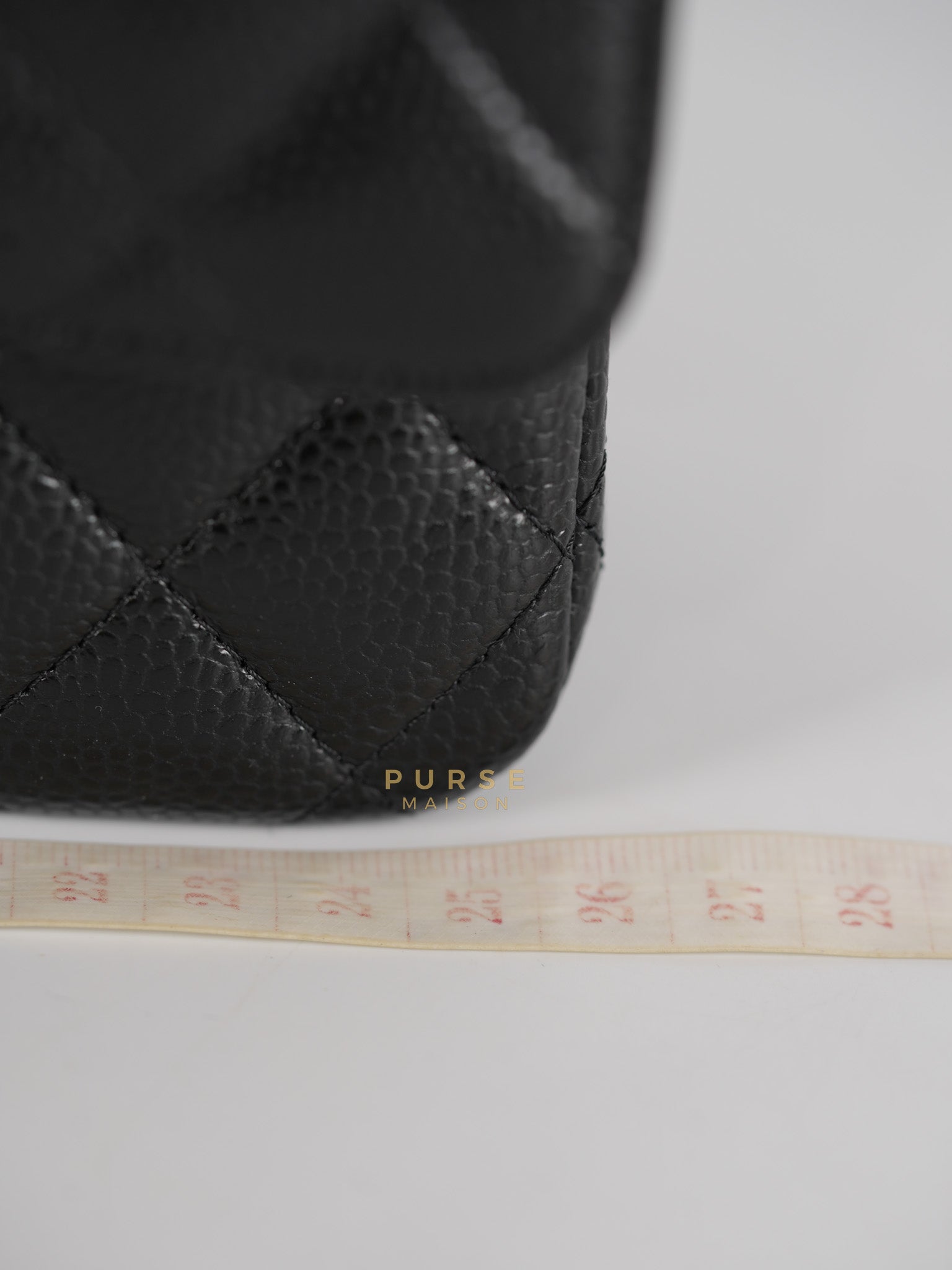 Classic Double Flap Medium in Black Quilted Caviar Leather & Gold Hardware Microchip | Purse Maison Luxury Bags Shop