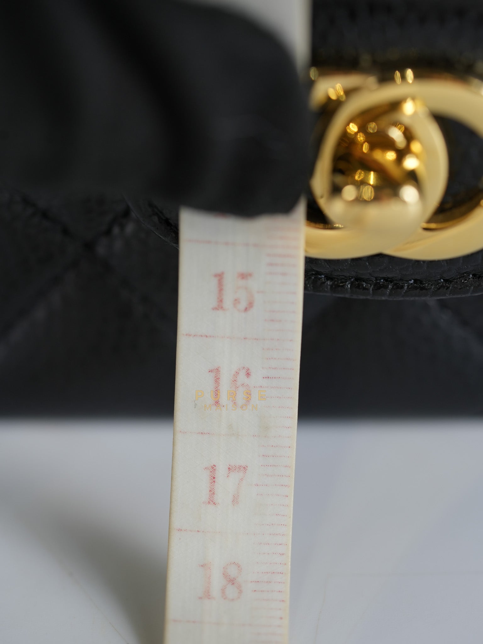 Classic Double Flap Medium in Black Quilted Caviar Leather & Gold Hardware Microchip | Purse Maison Luxury Bags Shop