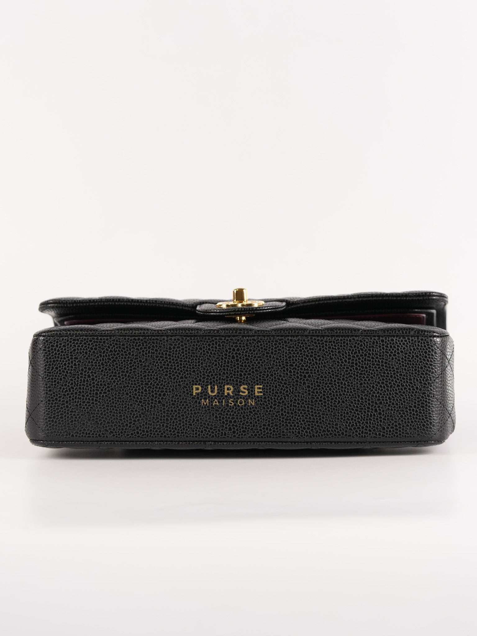 Classic Double Flap Medium in Black Quilted Caviar Leather & Gold Hardware Microchip | Purse Maison Luxury Bags Shop