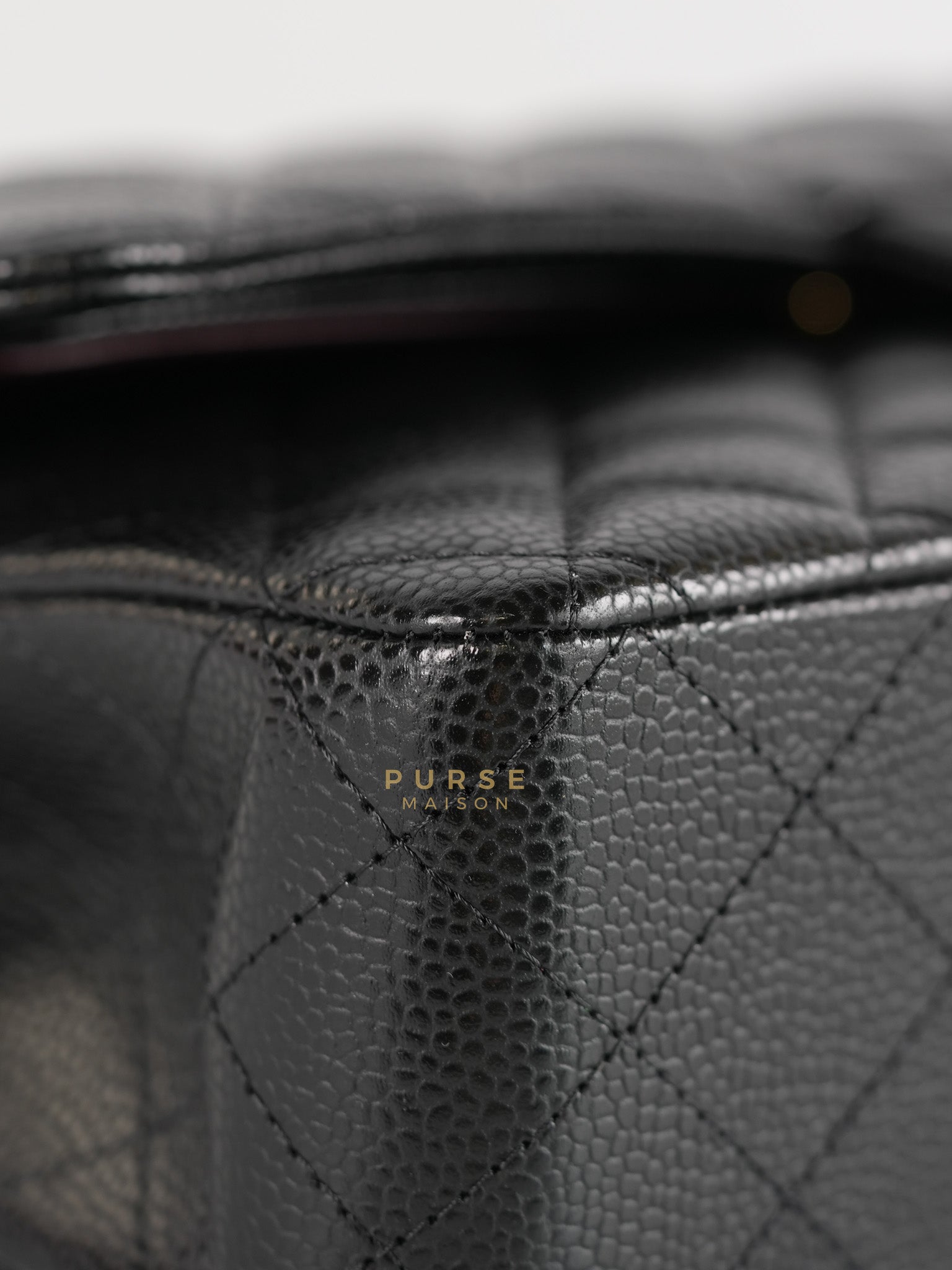 Classic Double Flap Medium in Black Quilted Caviar Leather & Gold Hardware Microchip | Purse Maison Luxury Bags Shop