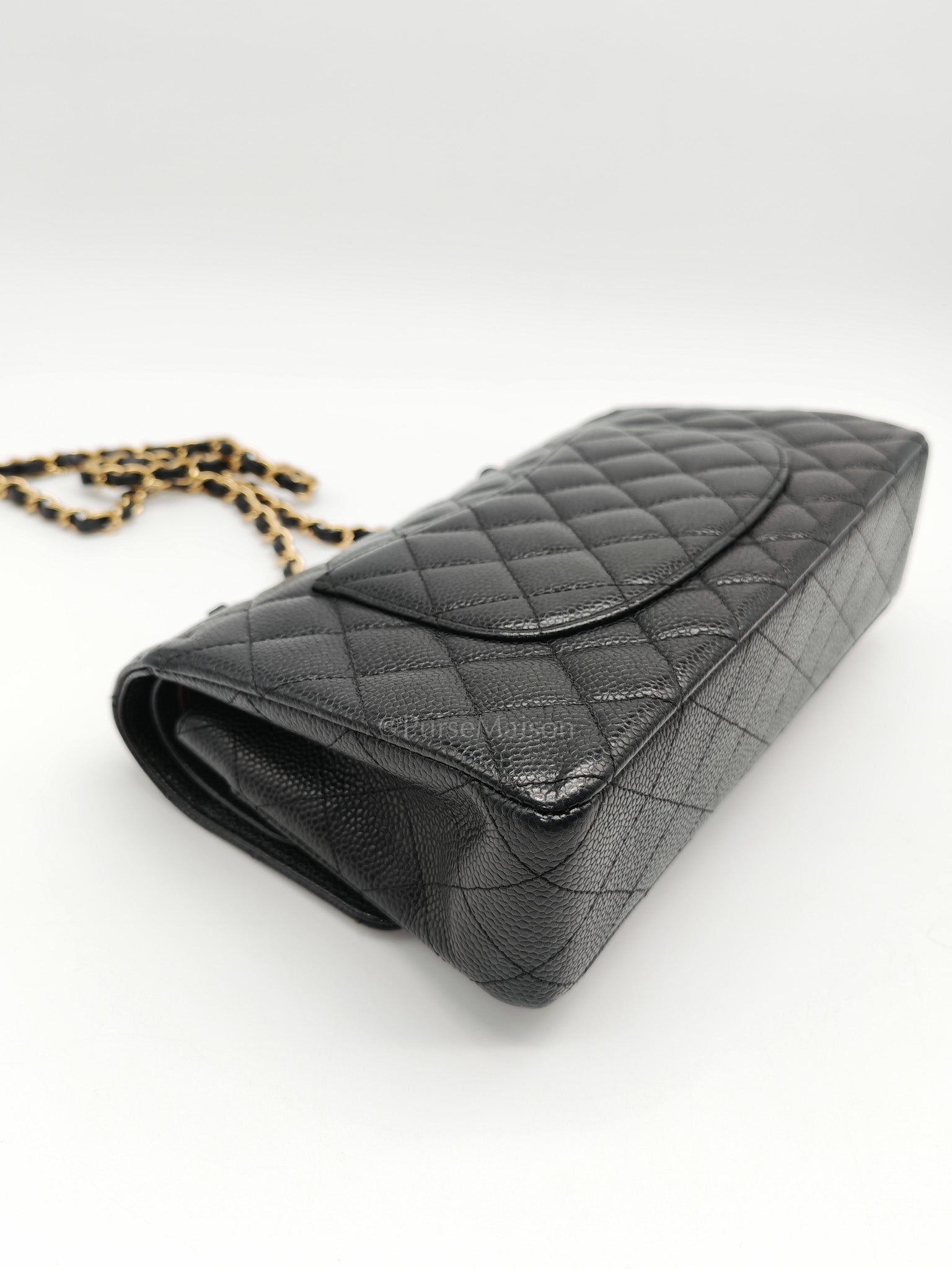 Classic Double Flap Medium in Black Quilted Caviar Leather & Gold Hardware Series 20 | Purse Maison Luxury Bags Shop