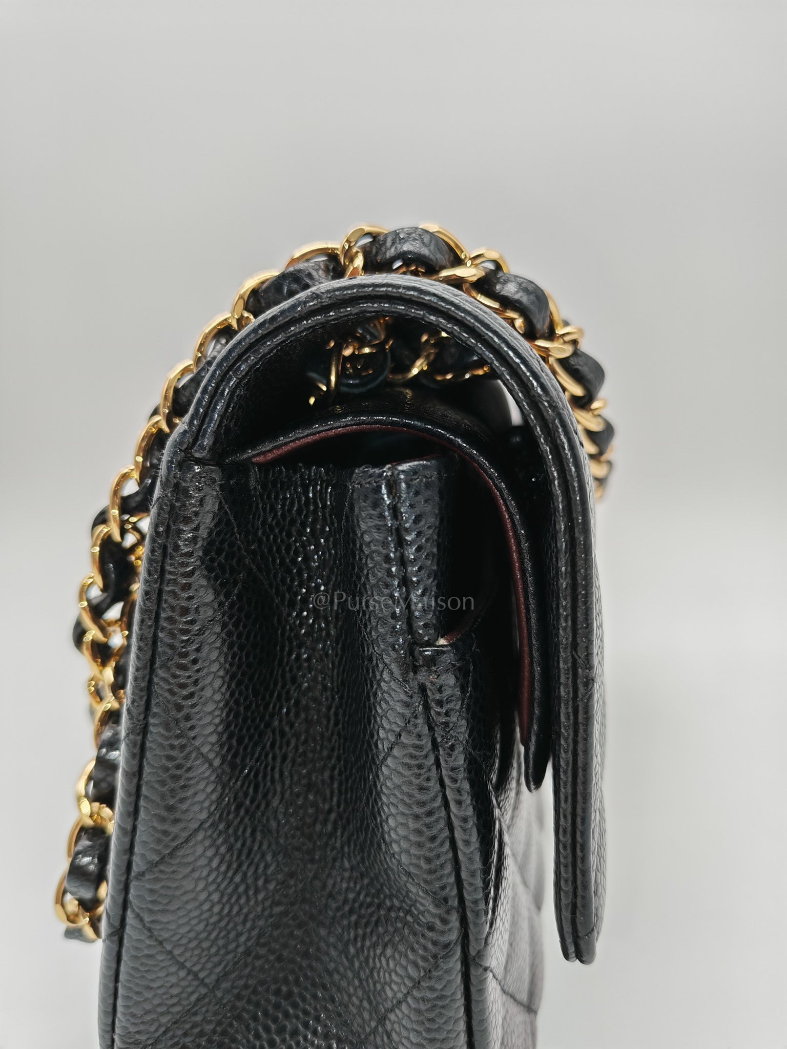 Classic Double Flap Medium in Black Quilted Caviar Leather & Gold Hardware Series 20 | Purse Maison Luxury Bags Shop