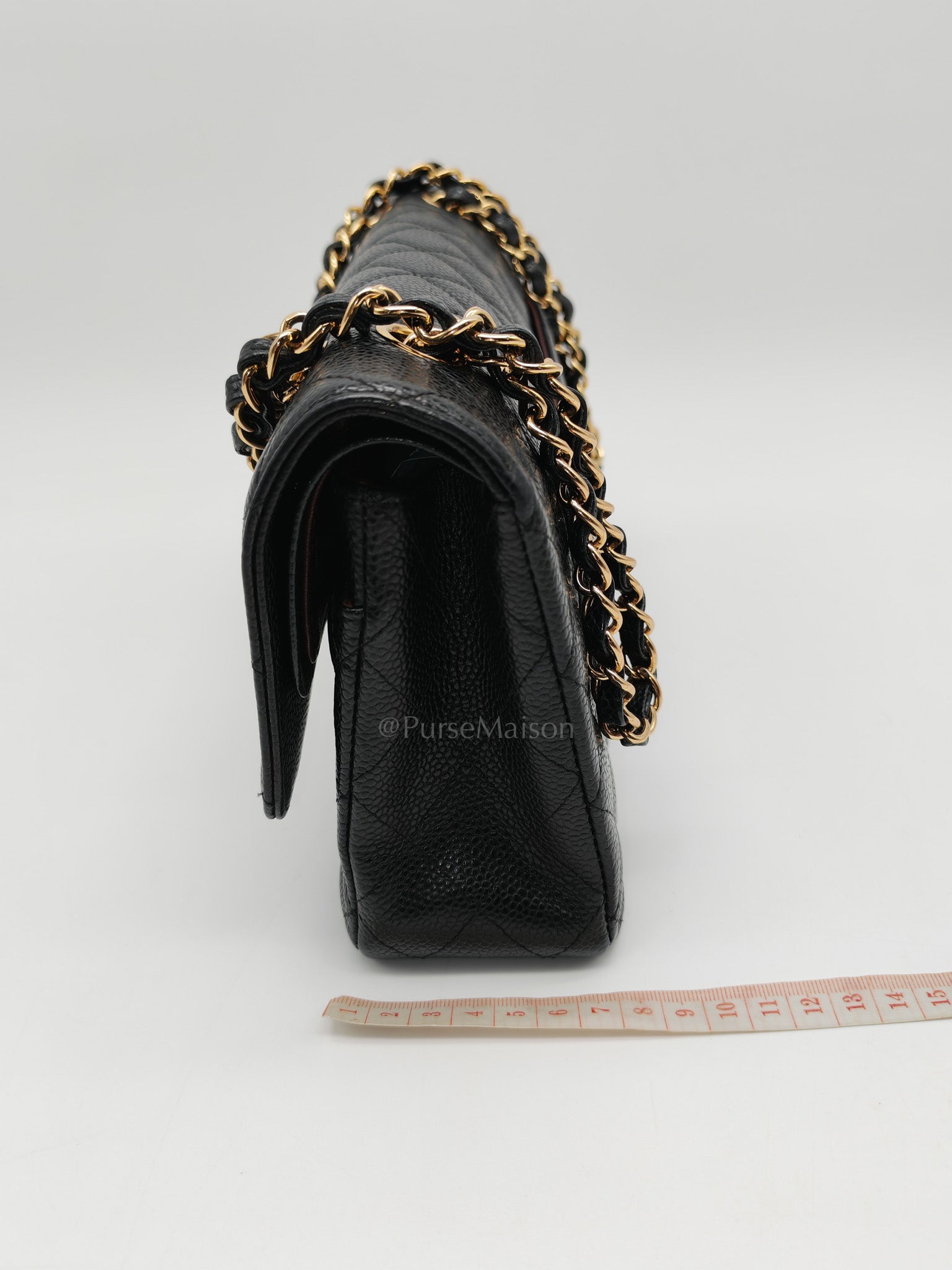 Classic Double Flap Medium in Black Quilted Caviar Leather & Gold Hardware Series 20 | Purse Maison Luxury Bags Shop