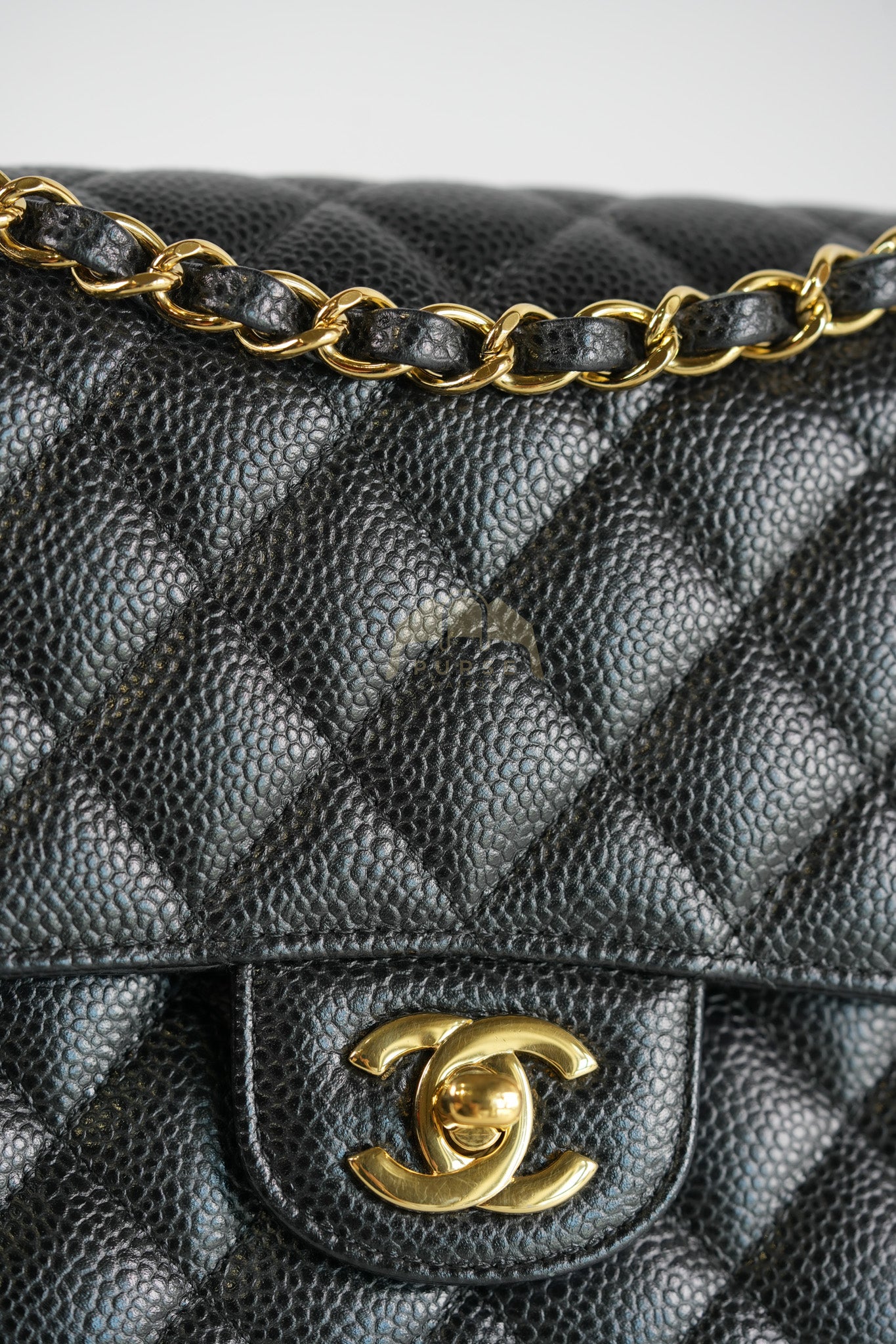 Classic Double Flap Medium in Black Quilted Caviar Leather & Gold Hardware Series 23 | Purse Maison Luxury Bags Shop
