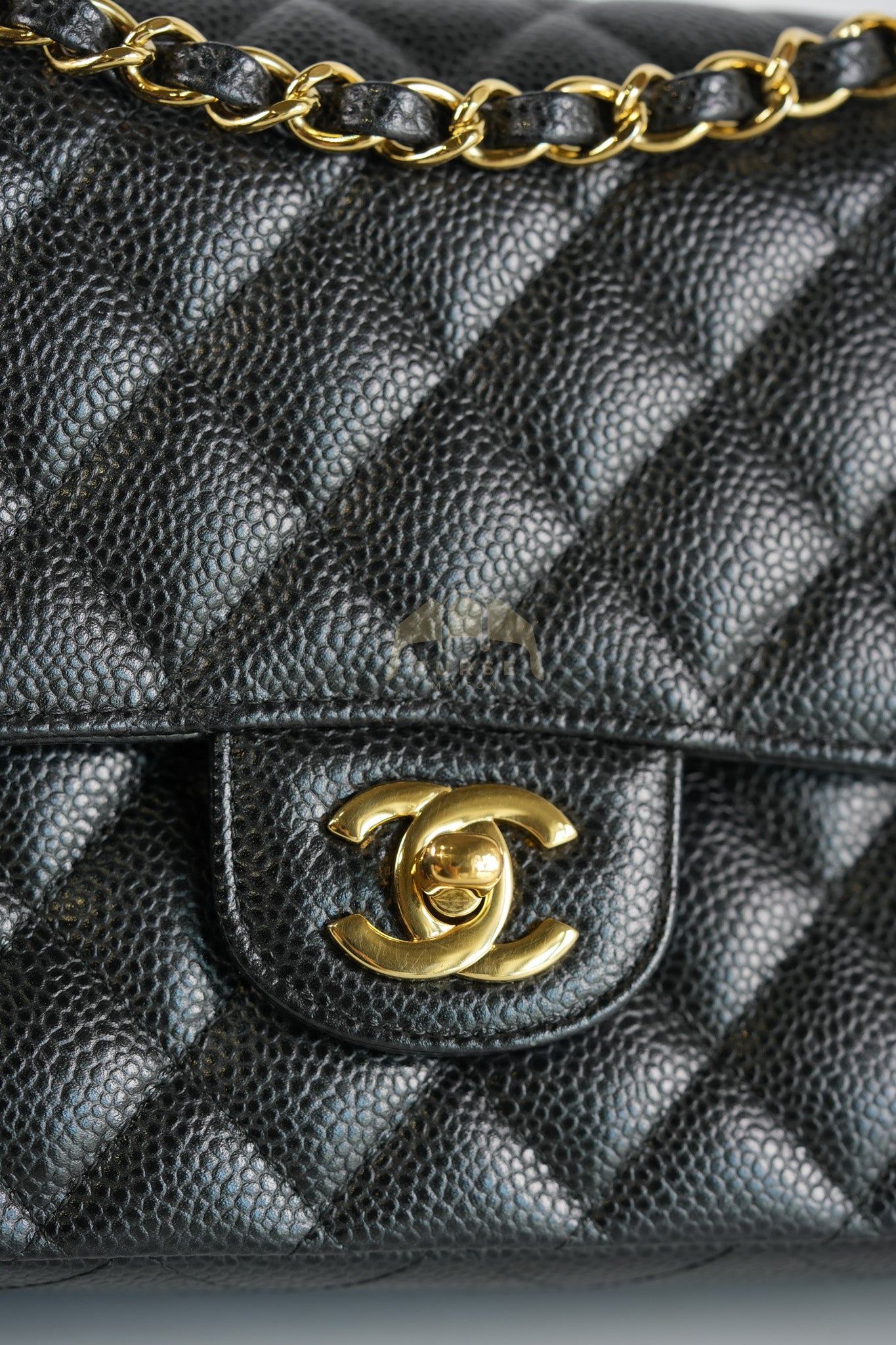 Classic Double Flap Medium in Black Quilted Caviar Leather & Gold Hardware Series 23 | Purse Maison Luxury Bags Shop