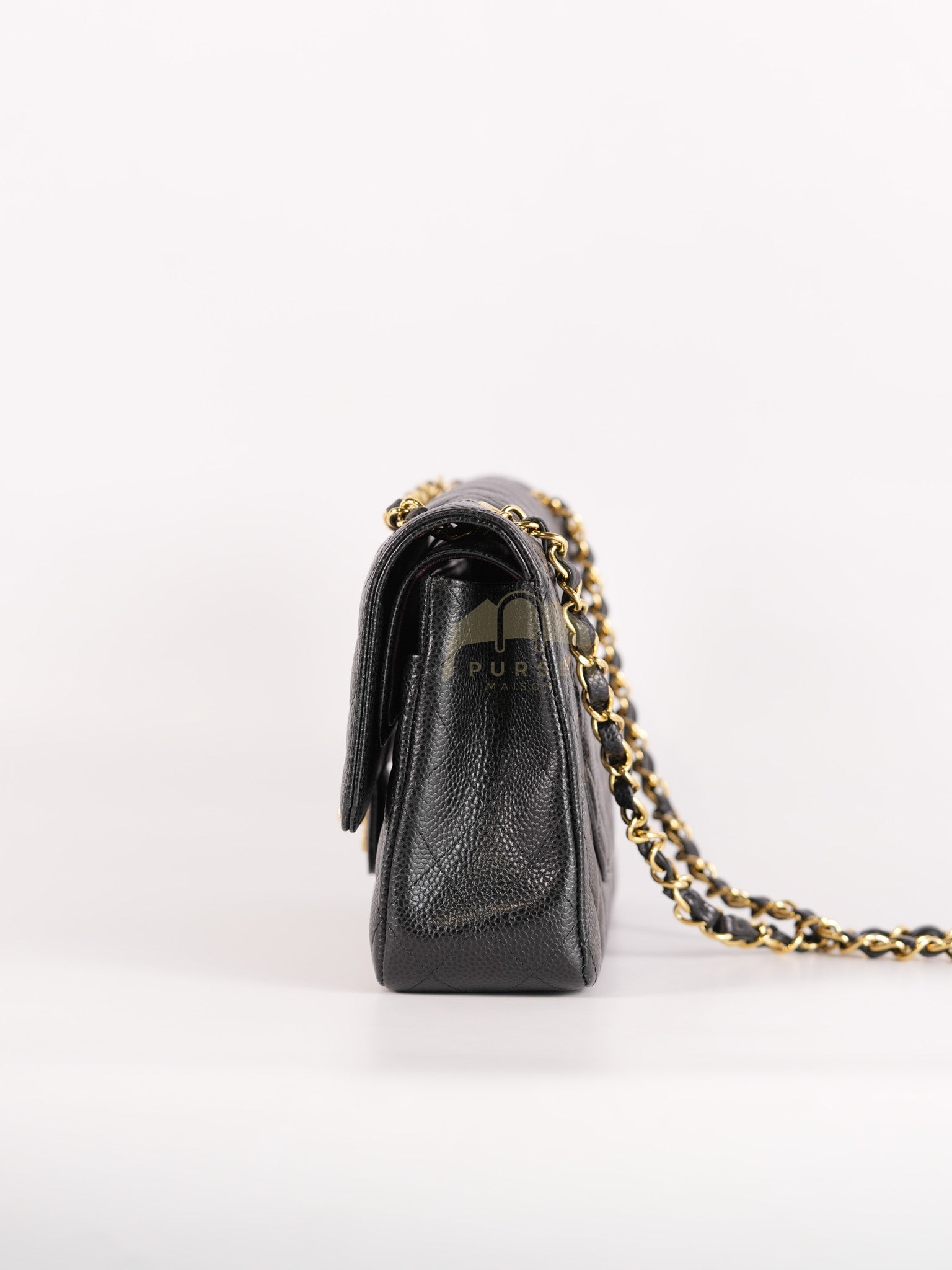 Classic Double Flap Medium in Black Quilted Caviar Leather & Gold Hardware Series 23 | Purse Maison Luxury Bags Shop