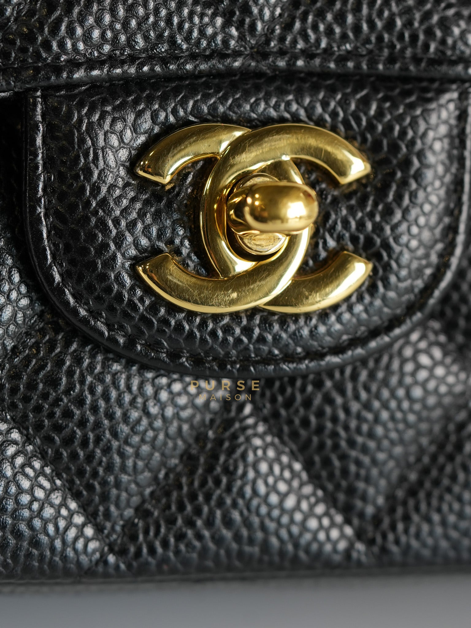 Classic Double Flap Medium in Black Quilted Caviar Leather & Gold Hardware Series 25 | Purse Maison Luxury Bags Shop
