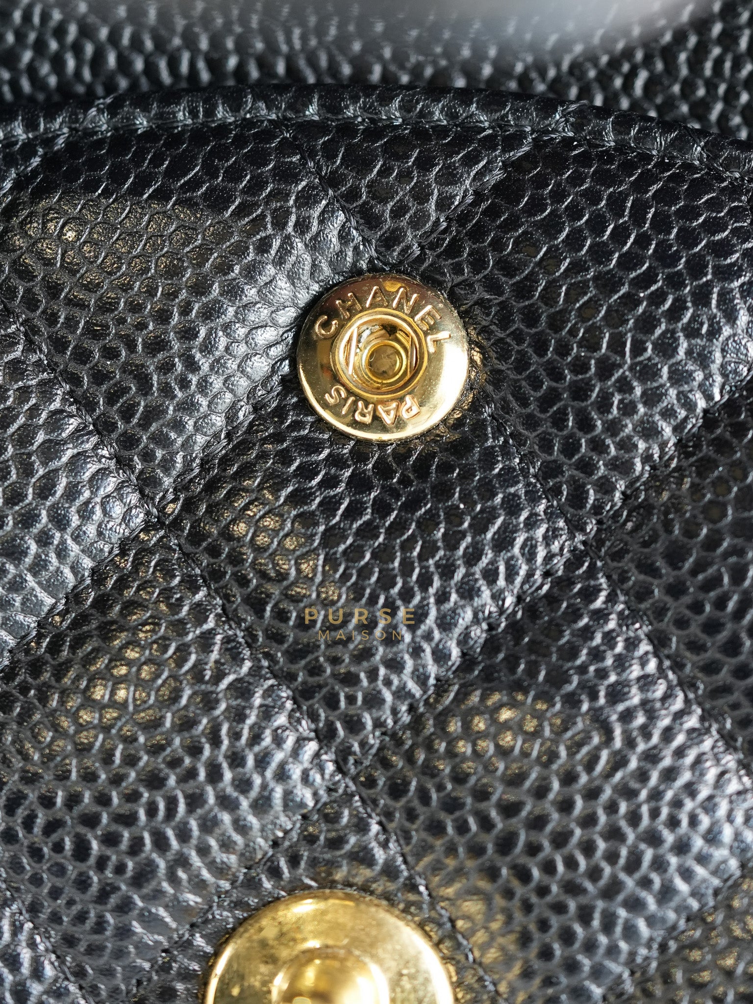 Classic Double Flap Medium in Black Quilted Caviar Leather & Gold Hardware Series 25 | Purse Maison Luxury Bags Shop