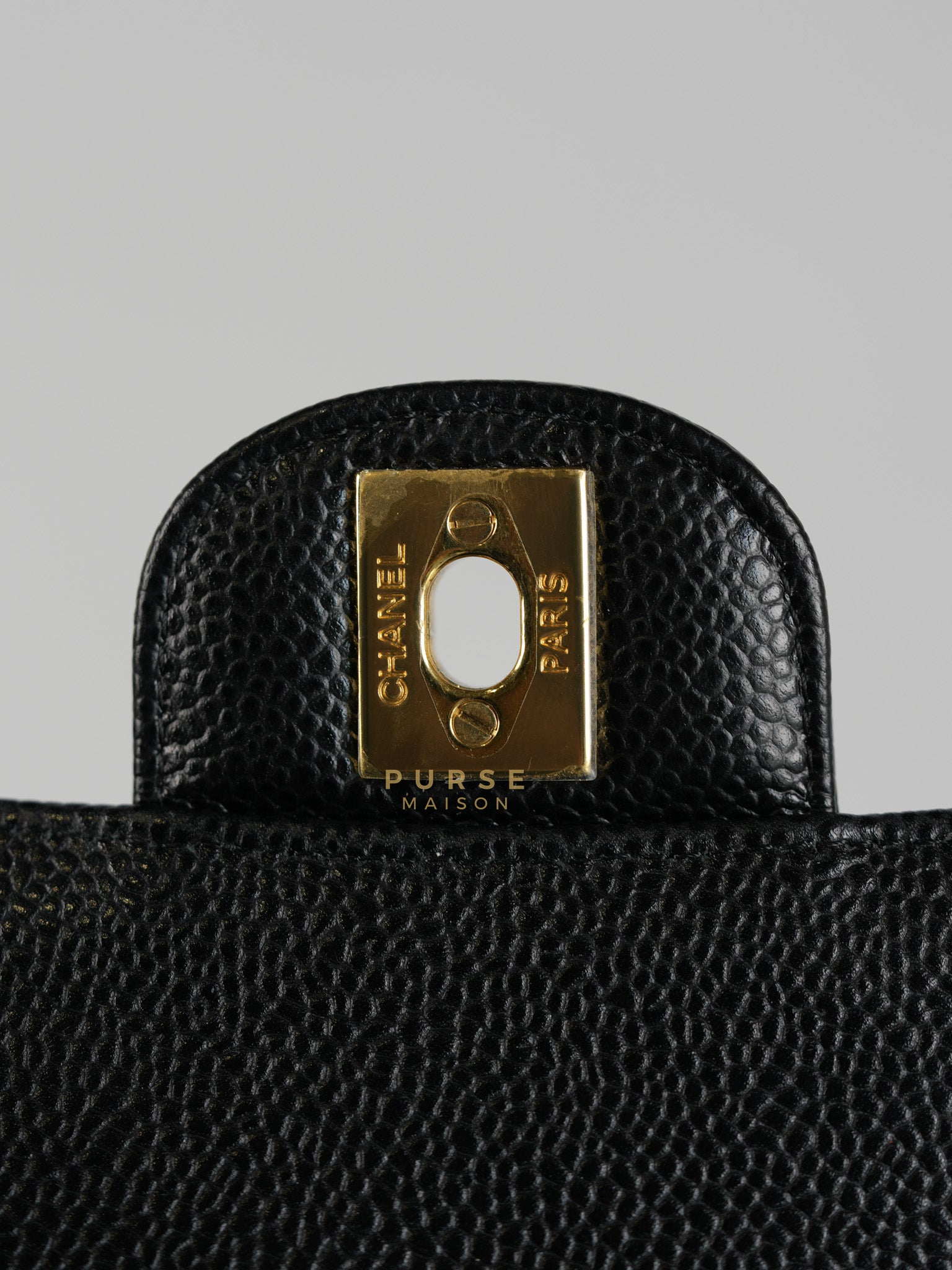 Classic Double Flap Medium in Black Quilted Caviar Leather & Gold Hardware Series 25 | Purse Maison Luxury Bags Shop