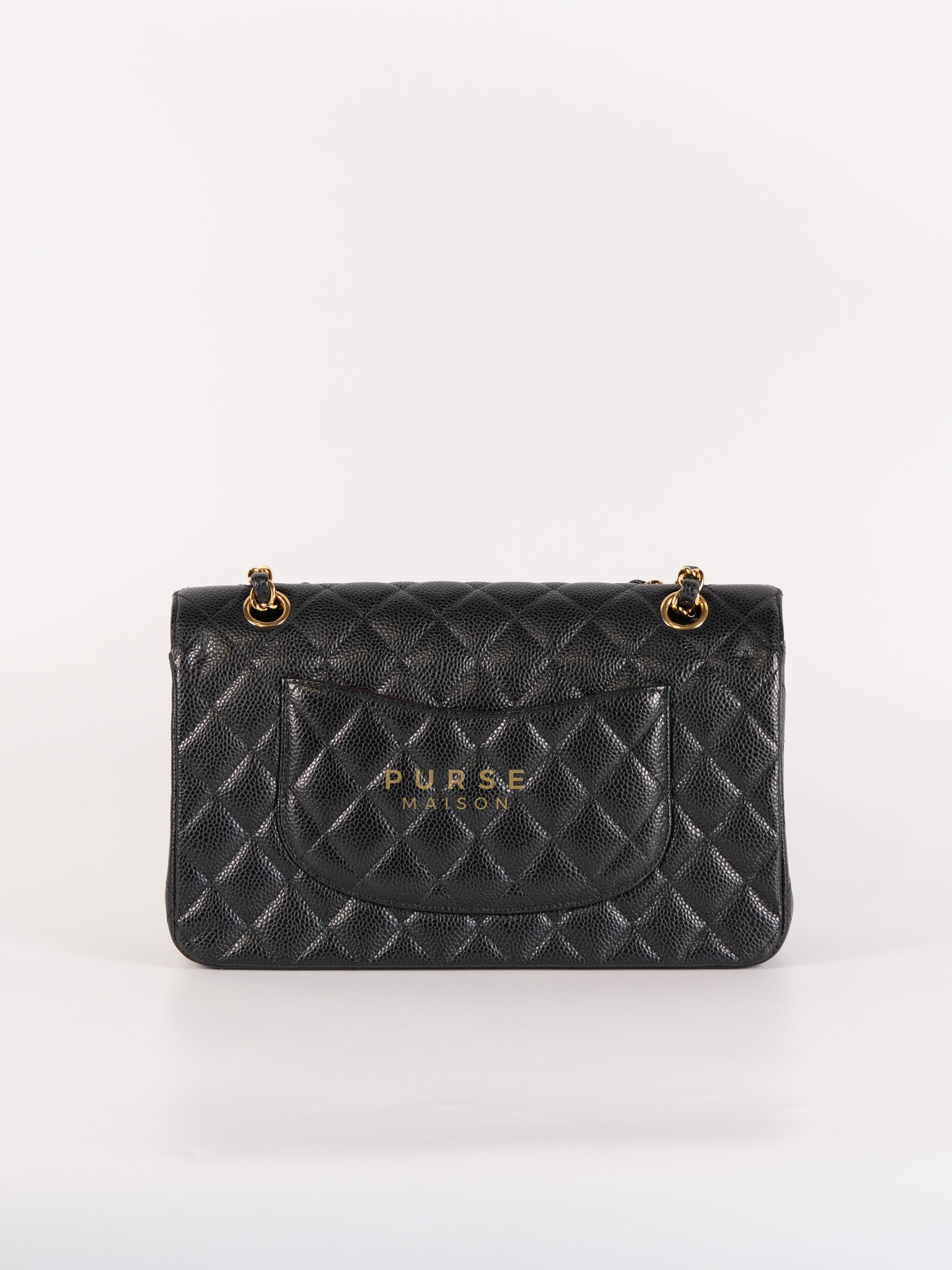 Classic Double Flap Medium in Black Quilted Caviar Leather & Gold Hardware Series 25 | Purse Maison Luxury Bags Shop